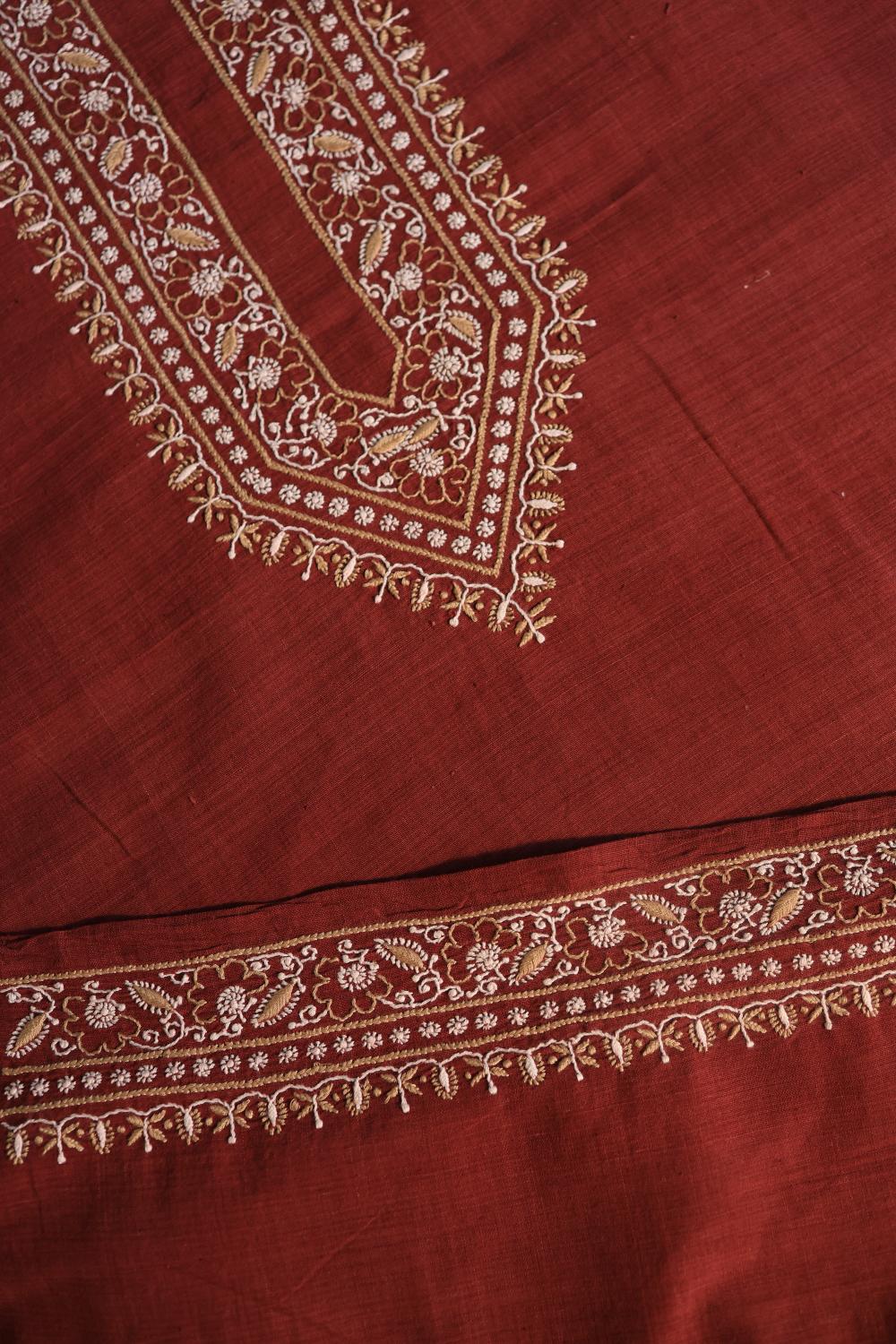 Maroon Malkha Handspun Khadi Kurtas Unisex Fabric