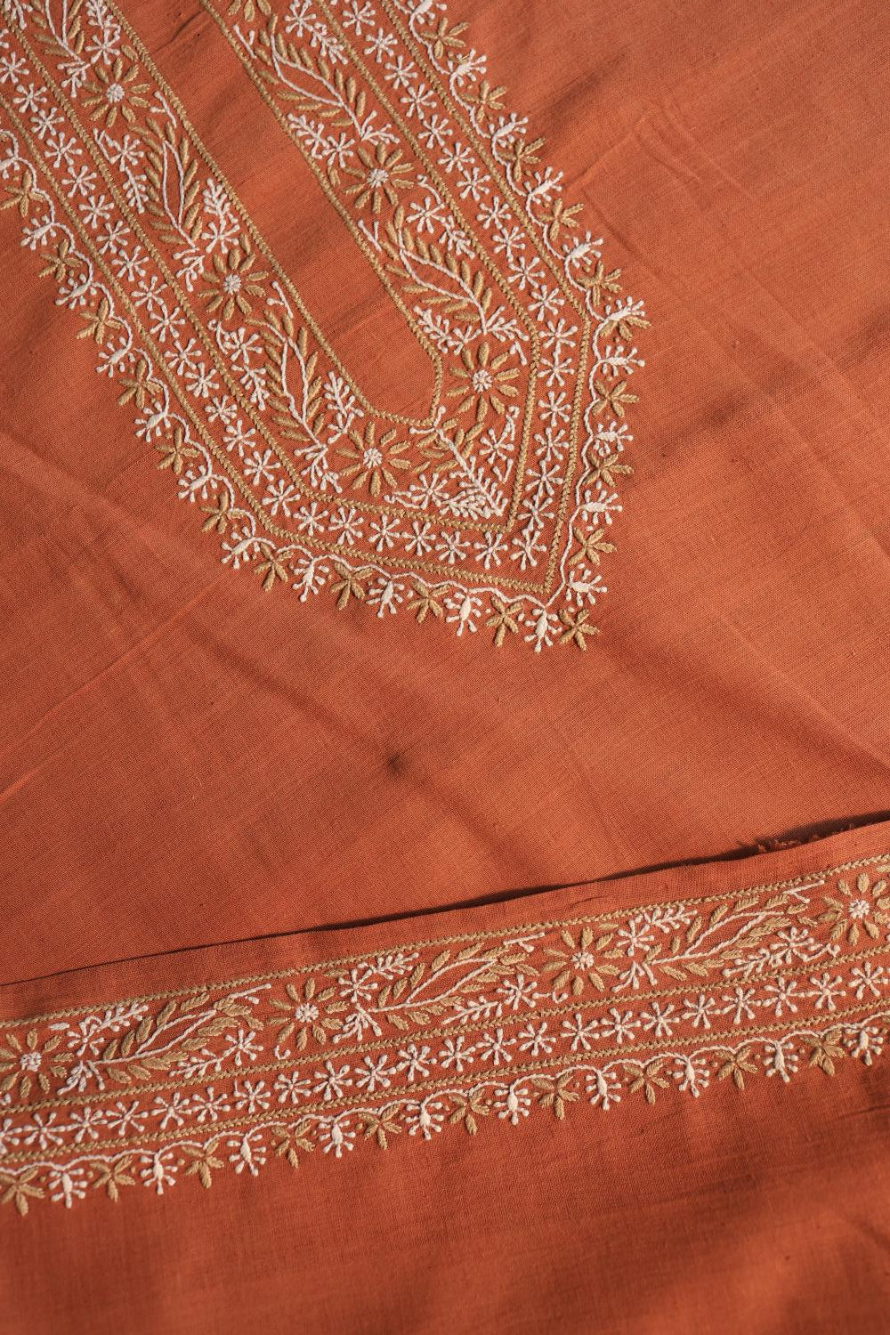 Rust Malkha Handspun Khadi Kurtas Unisex Fabric
