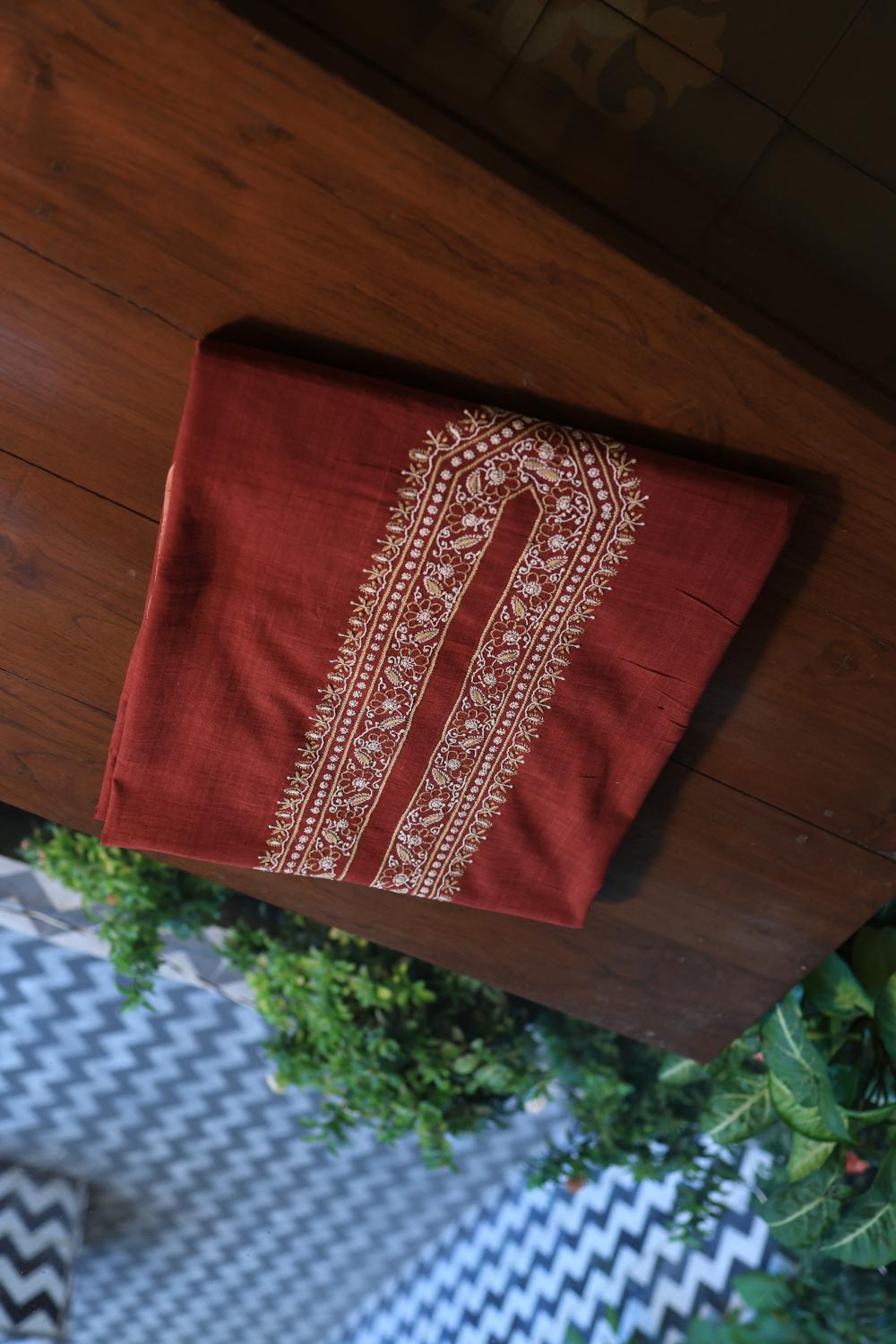 Maroon Malkha Handspun Khadi Kurtas Unisex Fabric