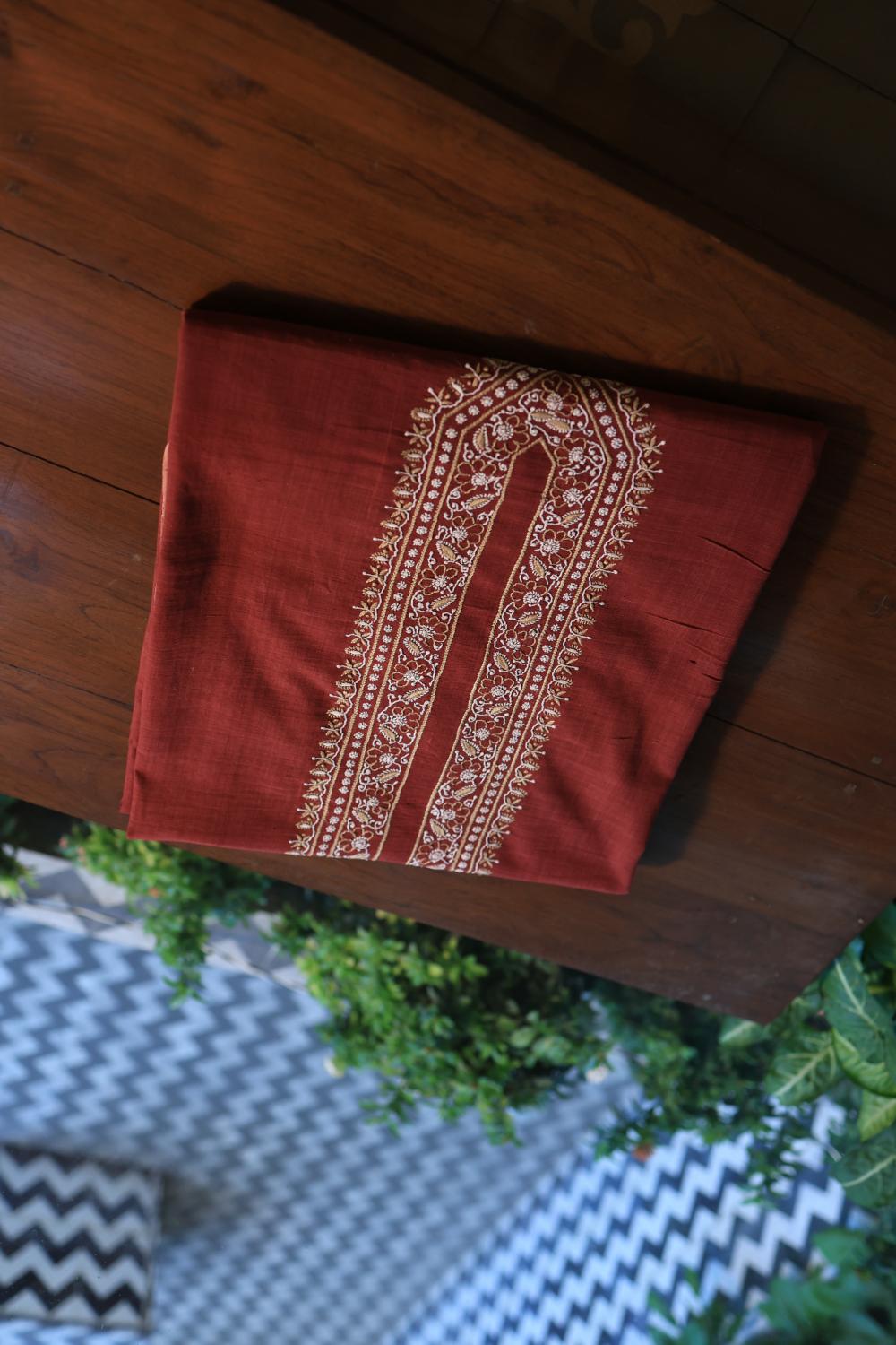 Maroon Malkha Handspun Khadi Kurtas Unisex Fabric