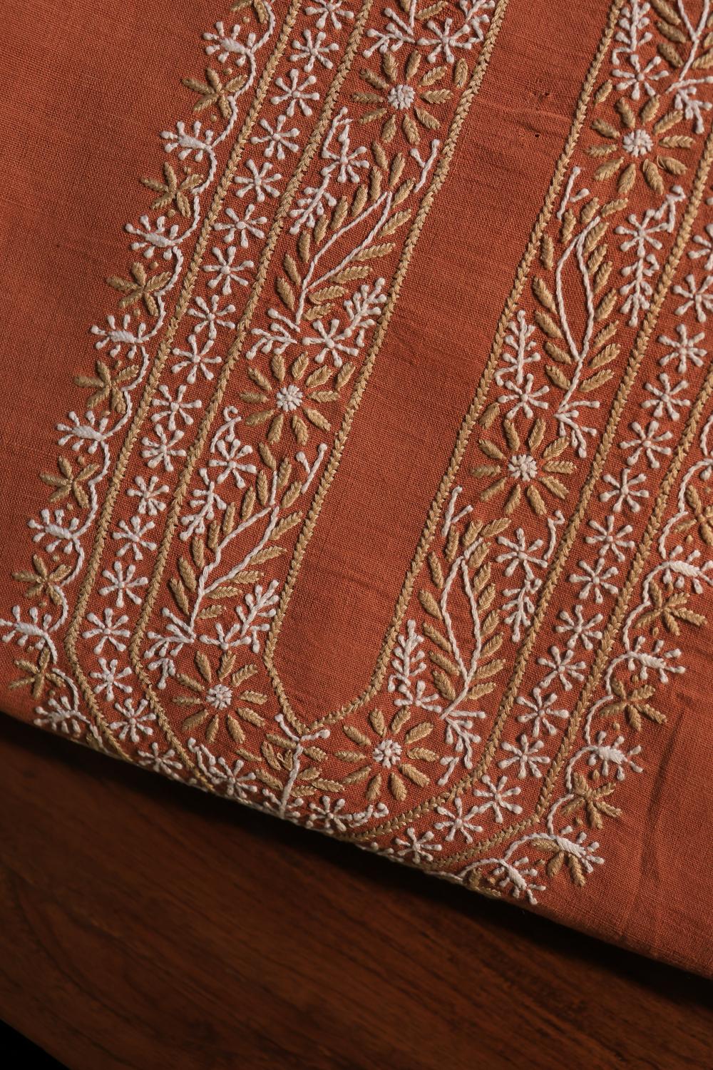 Rust Malkha Handspun Khadi Kurtas Unisex Fabric