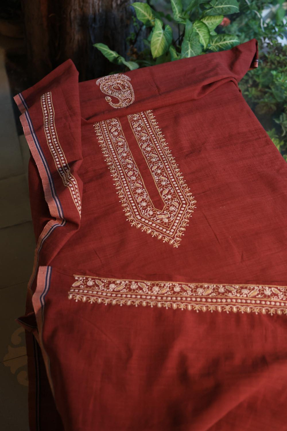 Maroon Malkha Handspun Khadi Kurtas Unisex Fabric