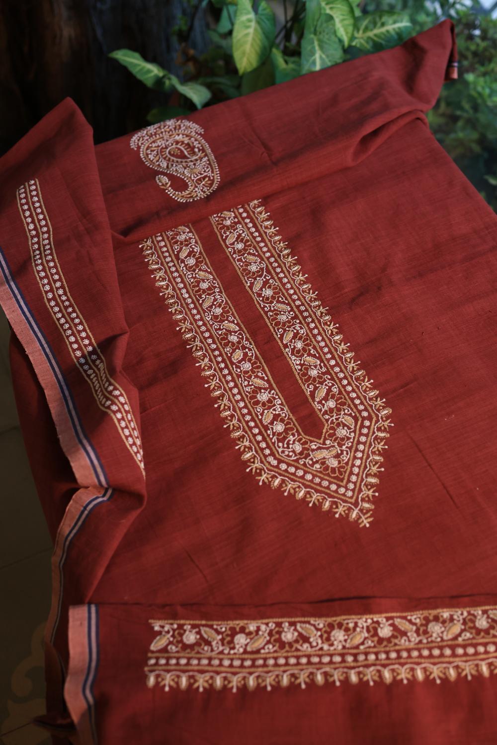 Maroon Malkha Handspun Khadi Kurtas Unisex Fabric