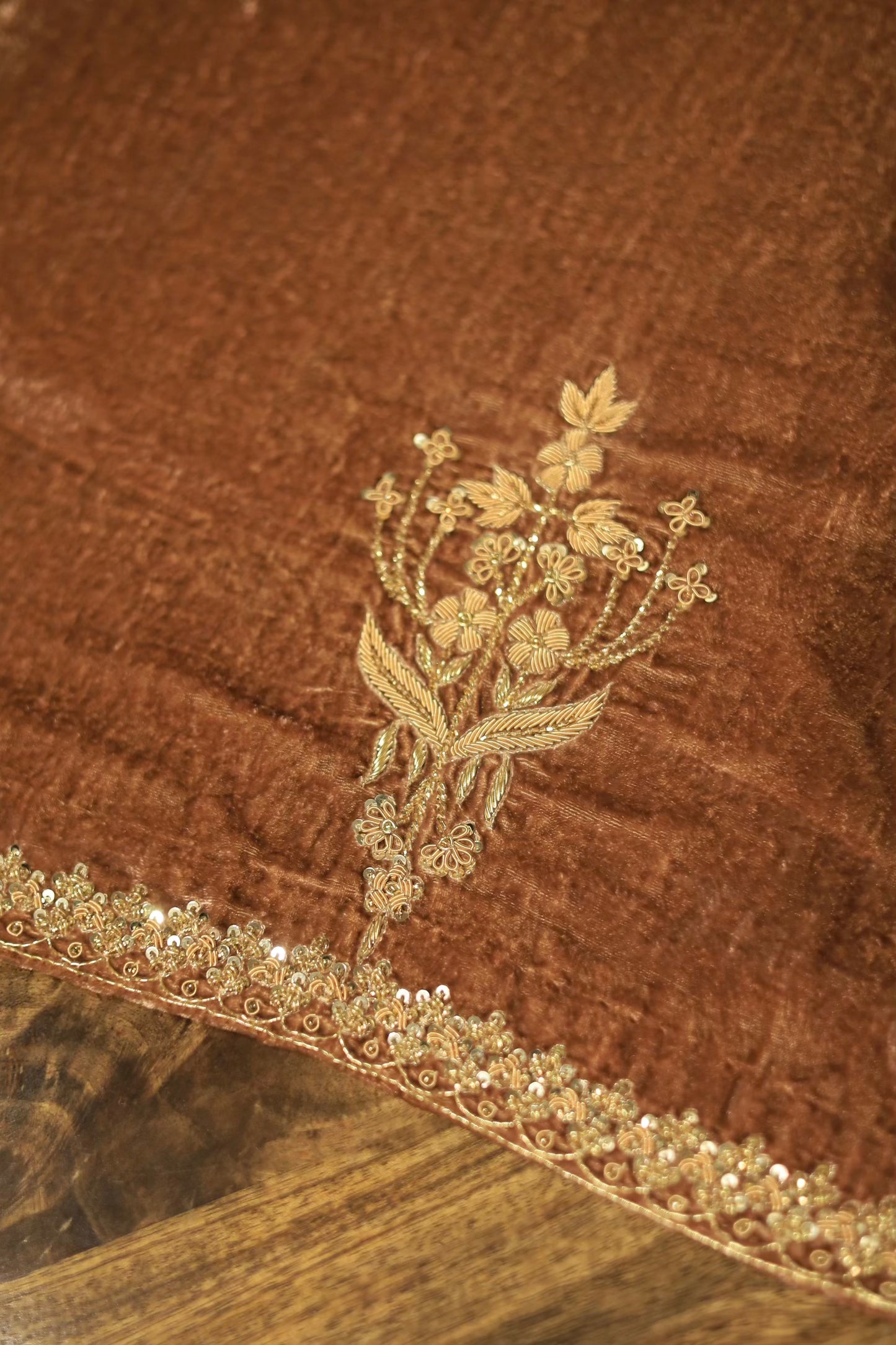 Rust Shade | Saman Velvet Ready To Wear Kurta Set