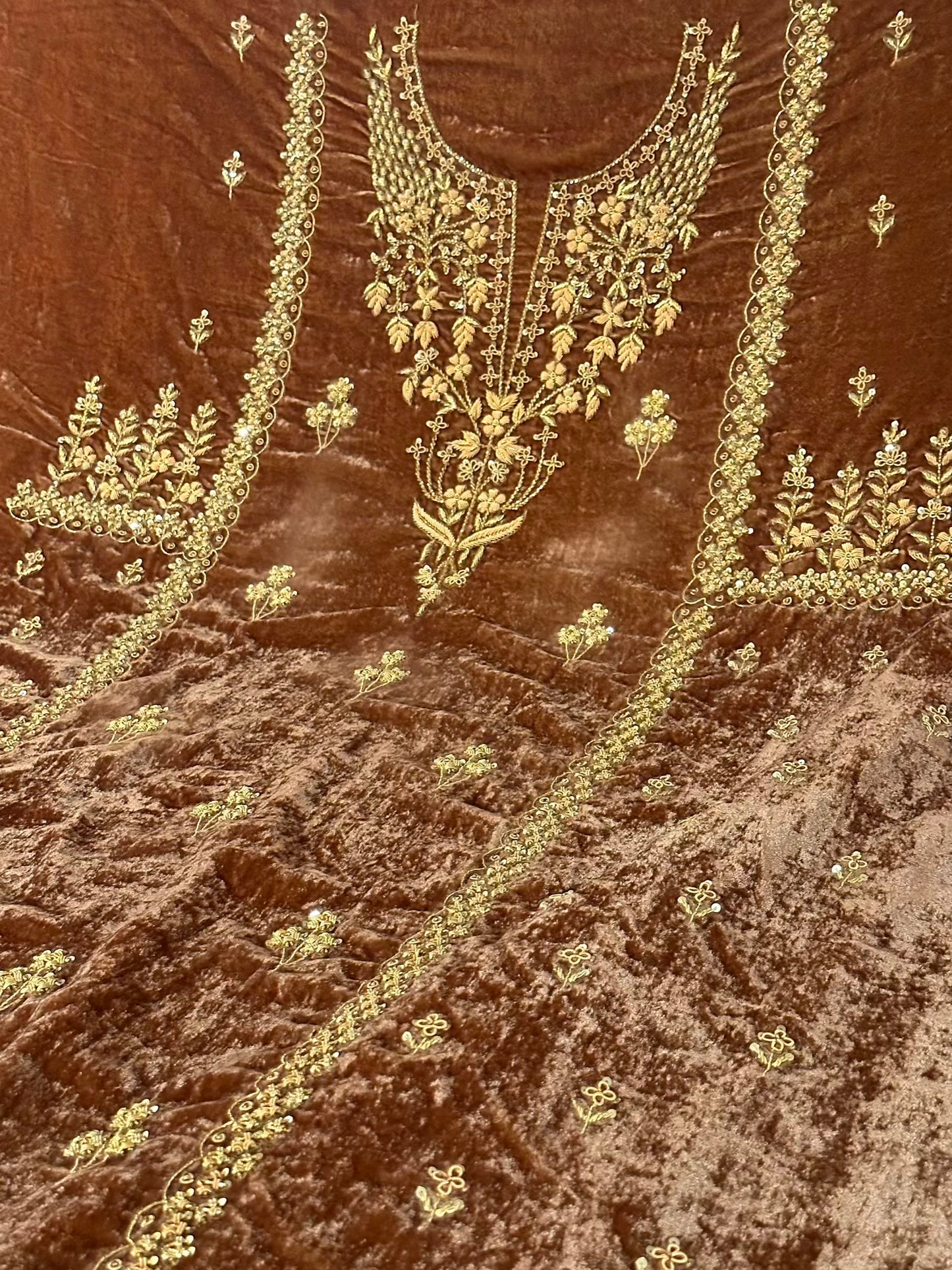 Rust Shade | Saman Velvet Ready To Wear Kurta Set
