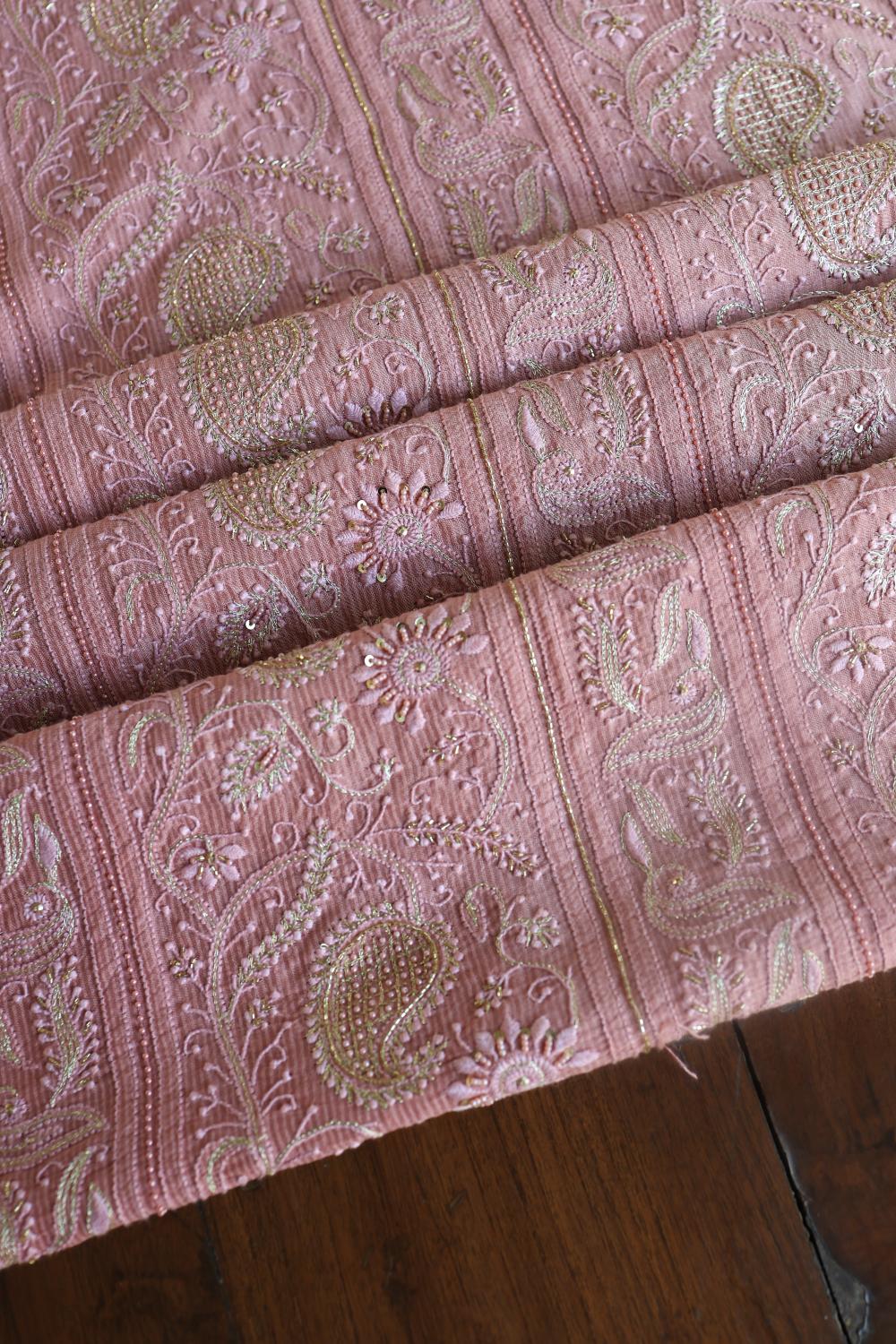 Soft Pink Maheshwari Highlights Unstitched Fabrics