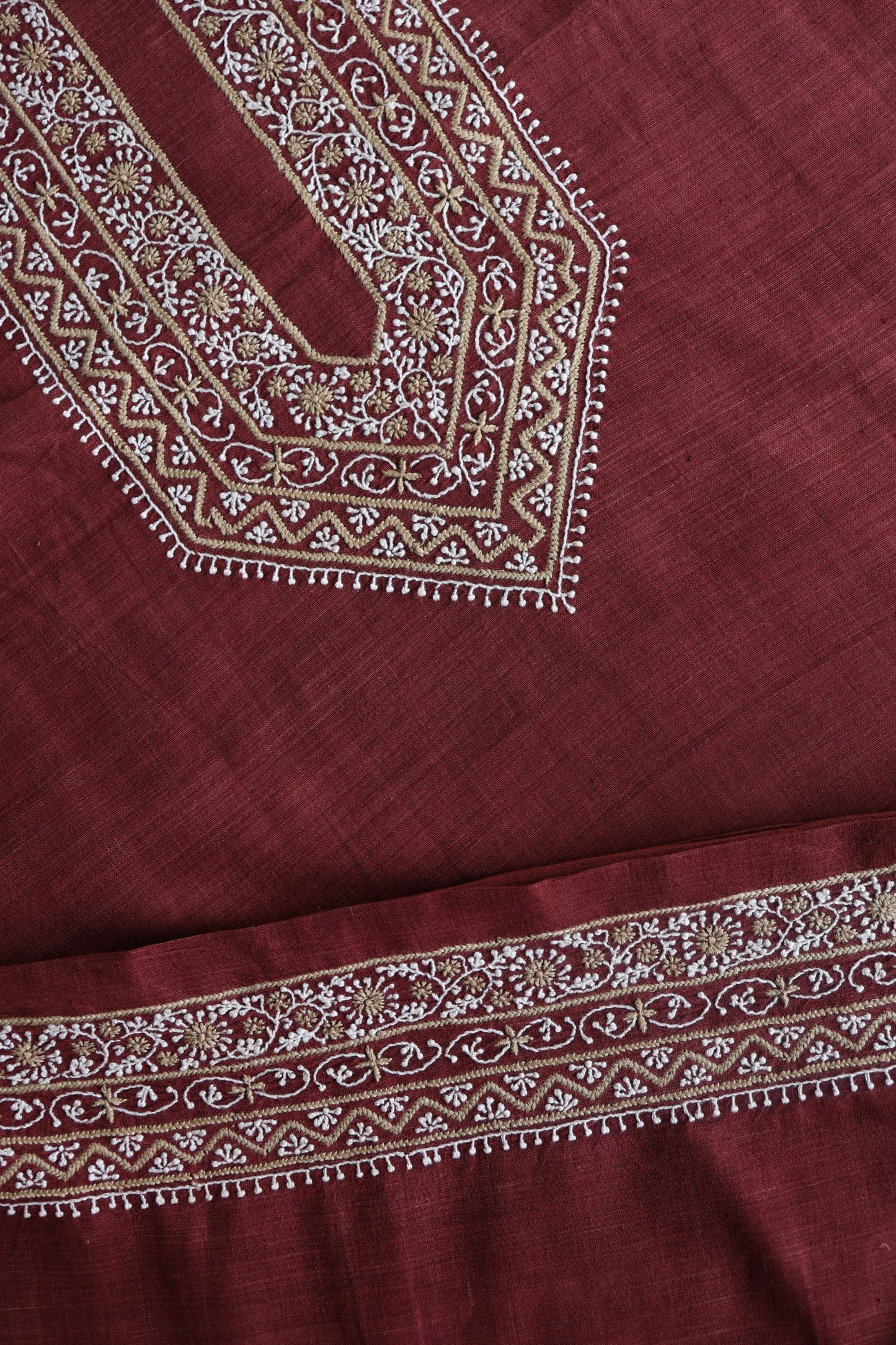 Velvet Maroon Shade Malkha Handspun Khadi Kurtas Unisex Fabric