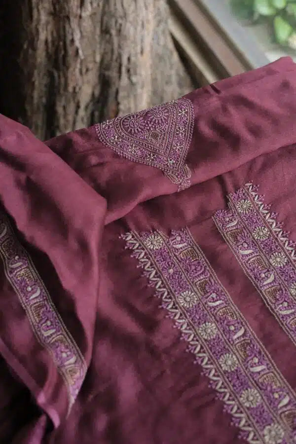 Wine Moonga Silk Men’s Kurta Fabrics