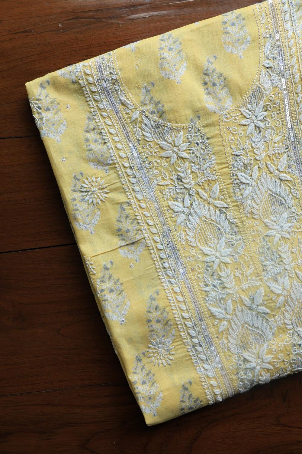 Yellow Cotton Unstitched Kurta Fabrics