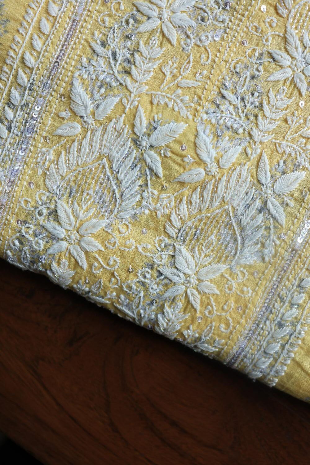 Yellow Cotton Unstitched Kurta Fabrics