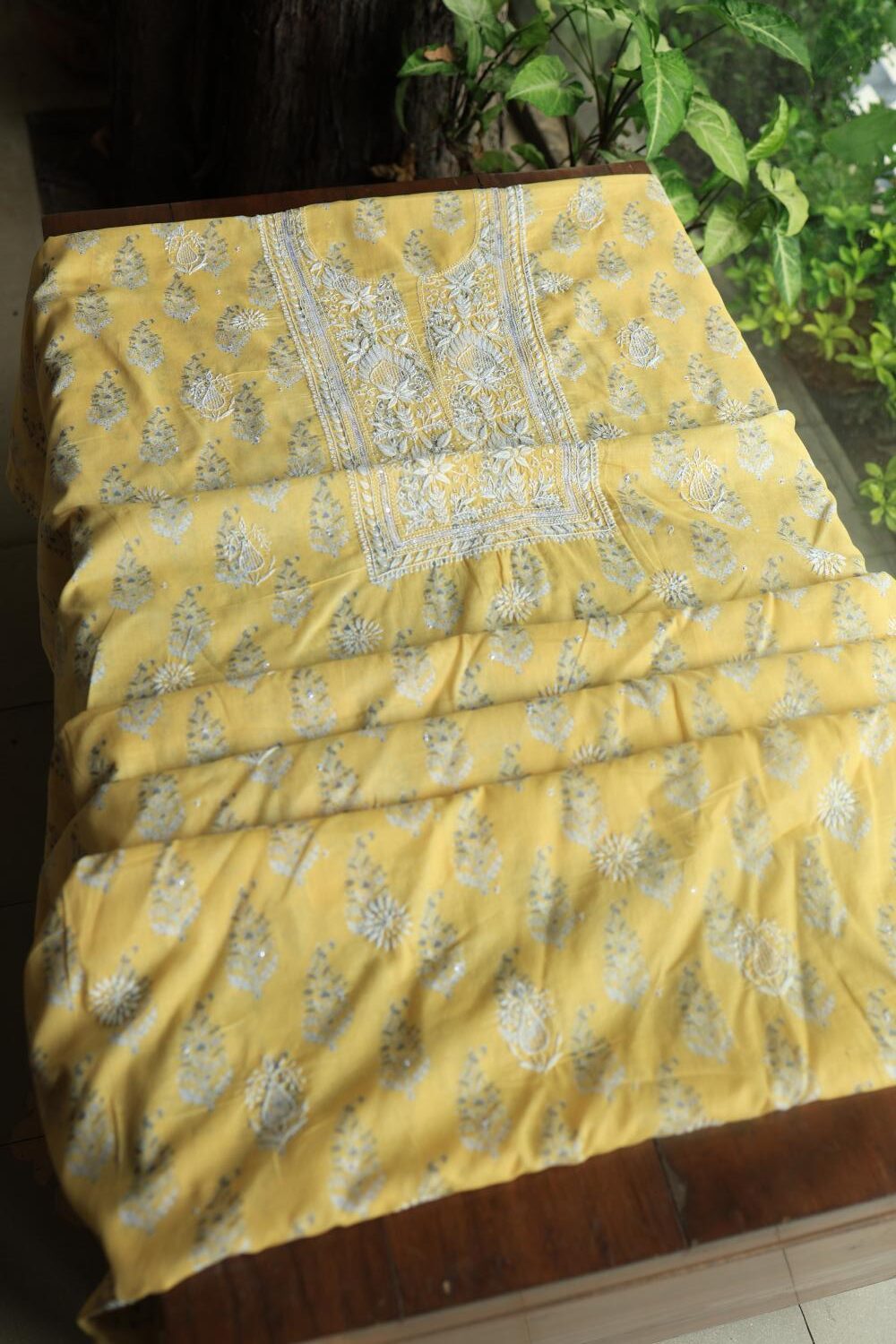 Yellow Cotton Unstitched Kurta Fabrics