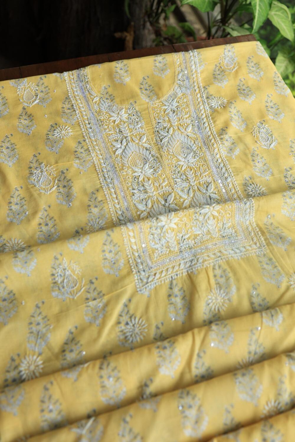 Yellow Cotton Unstitched Kurta Fabrics