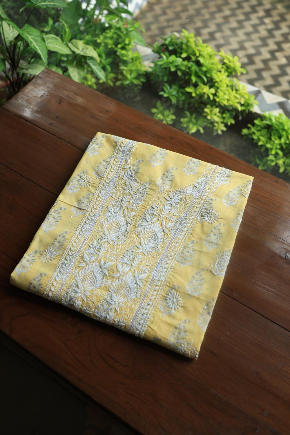 Yellow Cotton Unstitched Kurta Fabrics