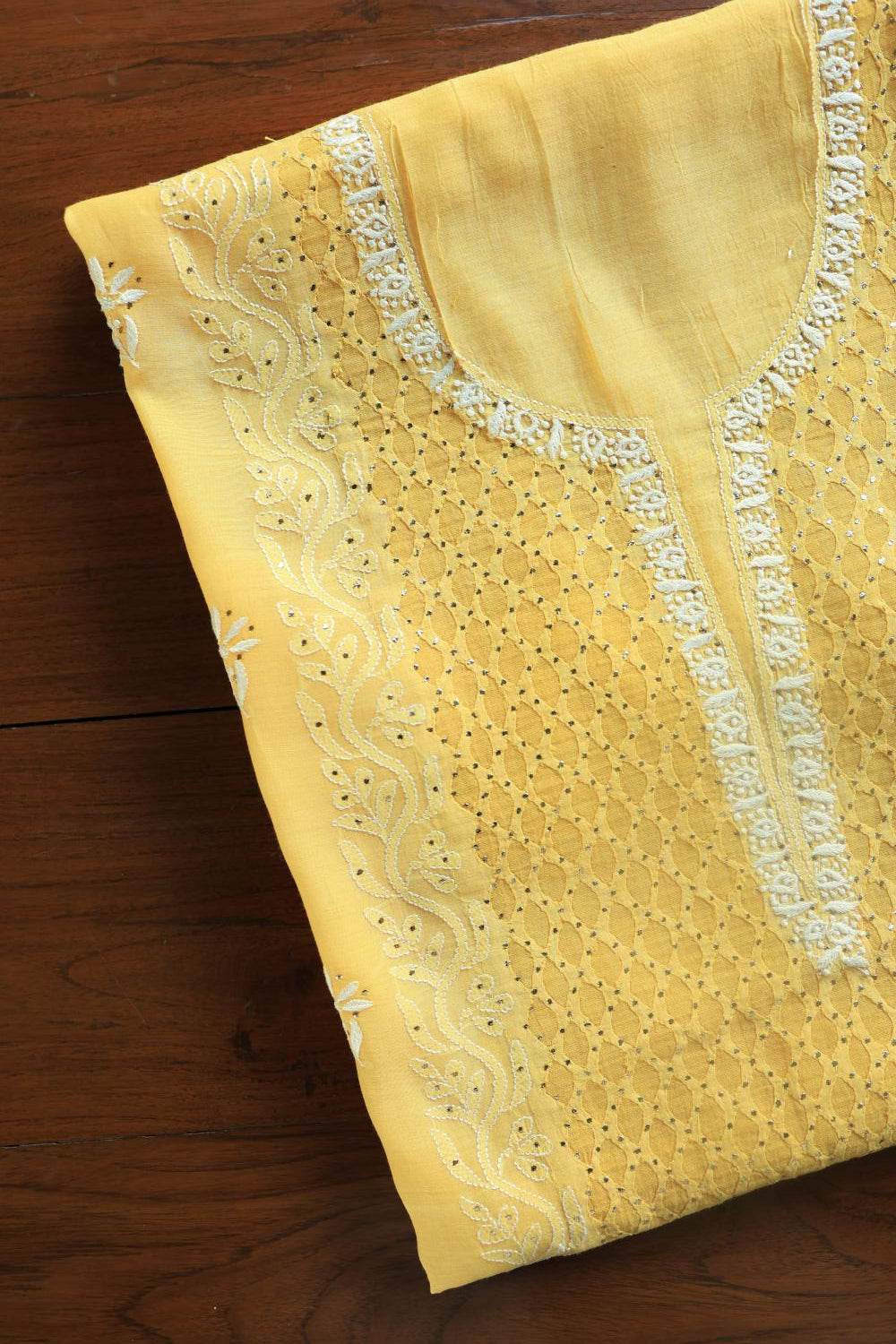 Yellow Daraz Chikankari Kurta Fabrics