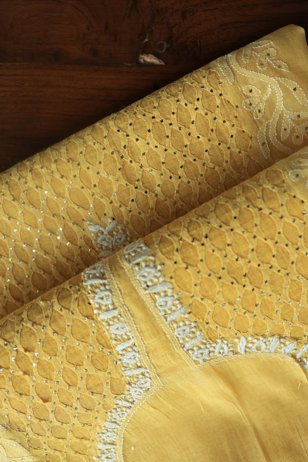 Yellow Daraz Chikankari Kurta Fabrics