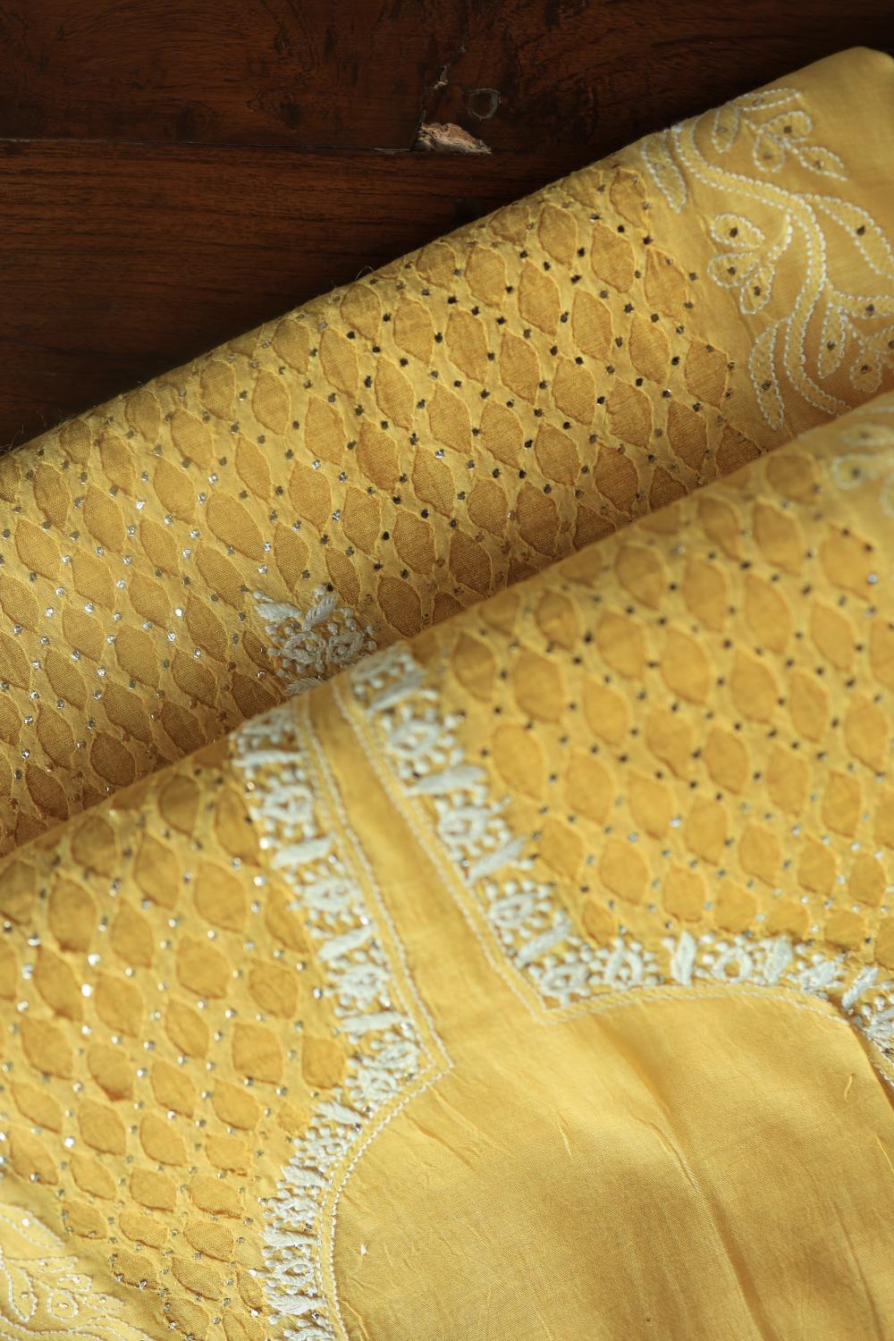 Yellow Daraz Chikankari Kurta Fabrics