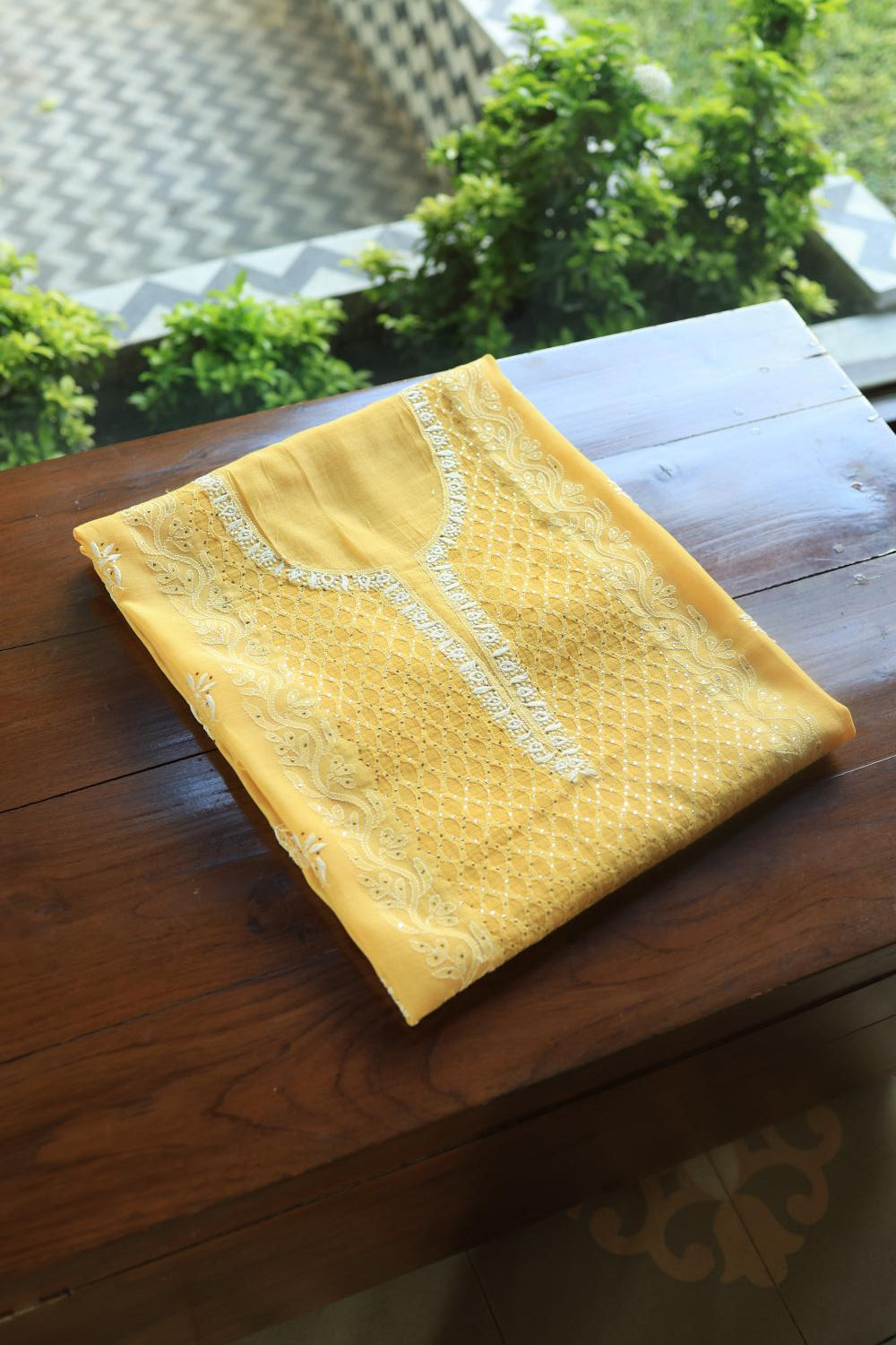 Yellow Daraz Chikankari Kurta Fabrics