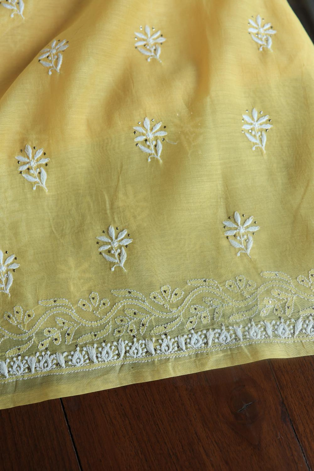 Yellow Daraz Chikankari Kurta Fabrics