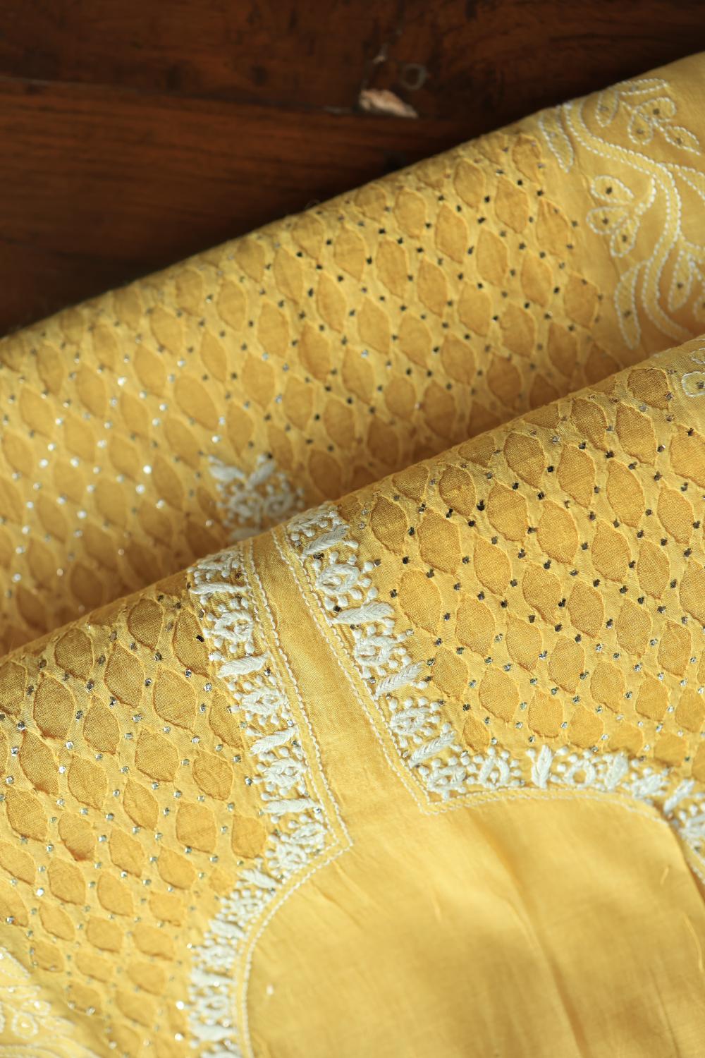 Yellow Daraz Chikankari Kurta Fabrics