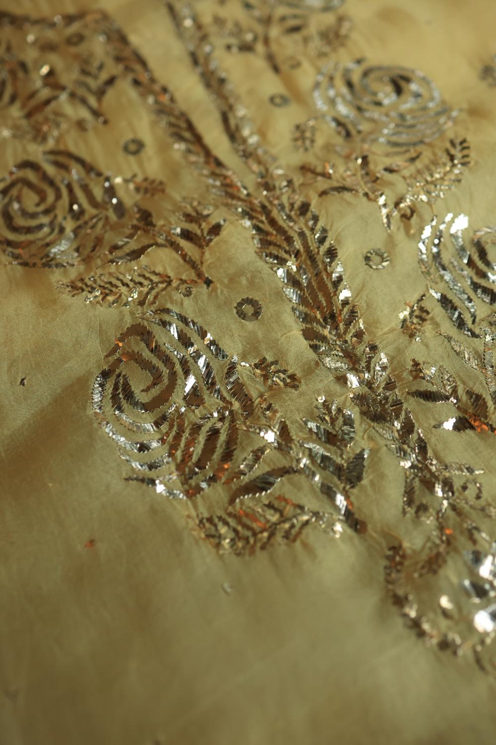Yellow Shade Noor Organza Silk Chikankari Unstitched Kurta Dupatta Set