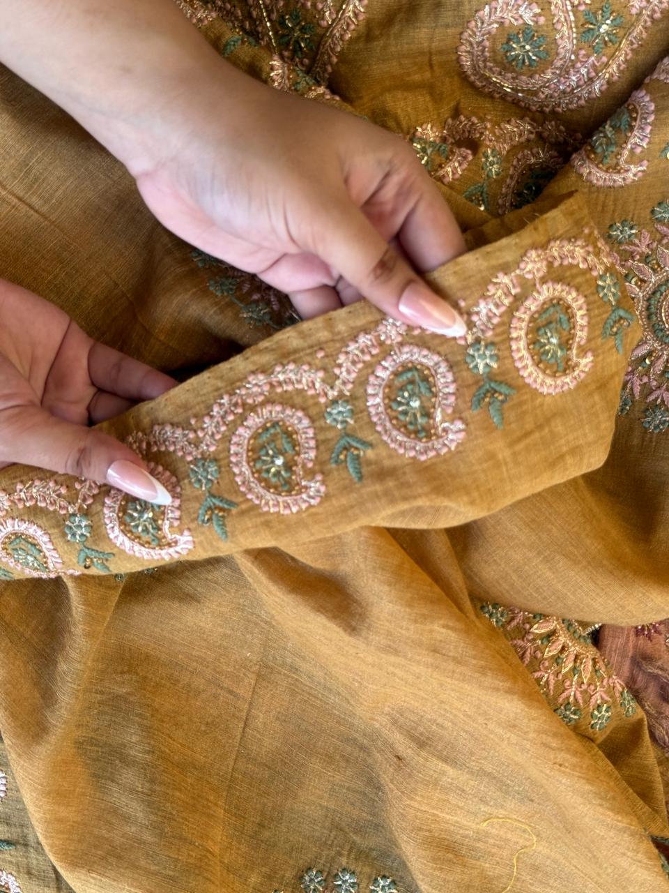 Yellow Tissue Silk Fine Chikankari Boota Dupatta
