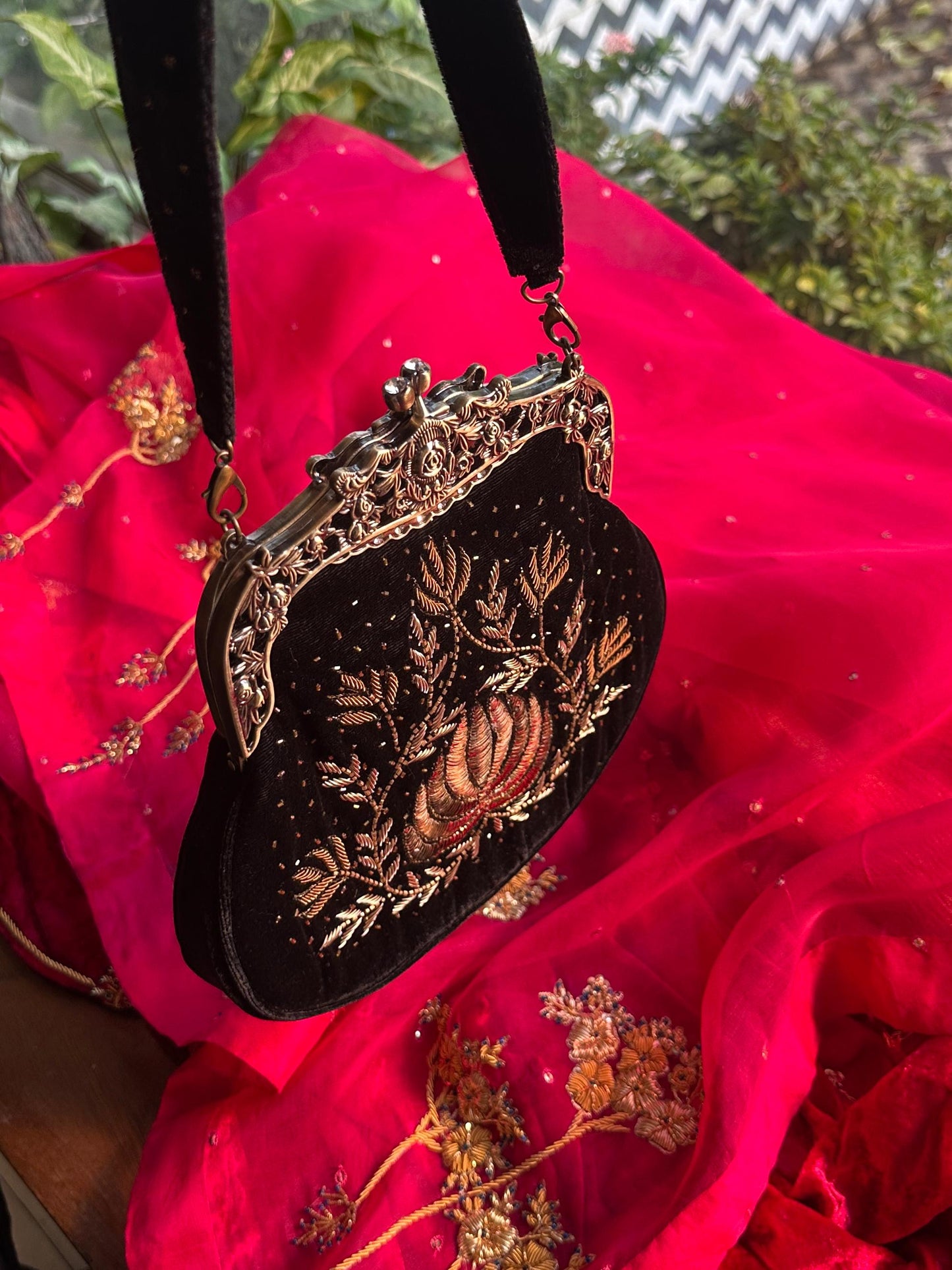 Velvet Ari Mukaish Zardosi Sling Bag
