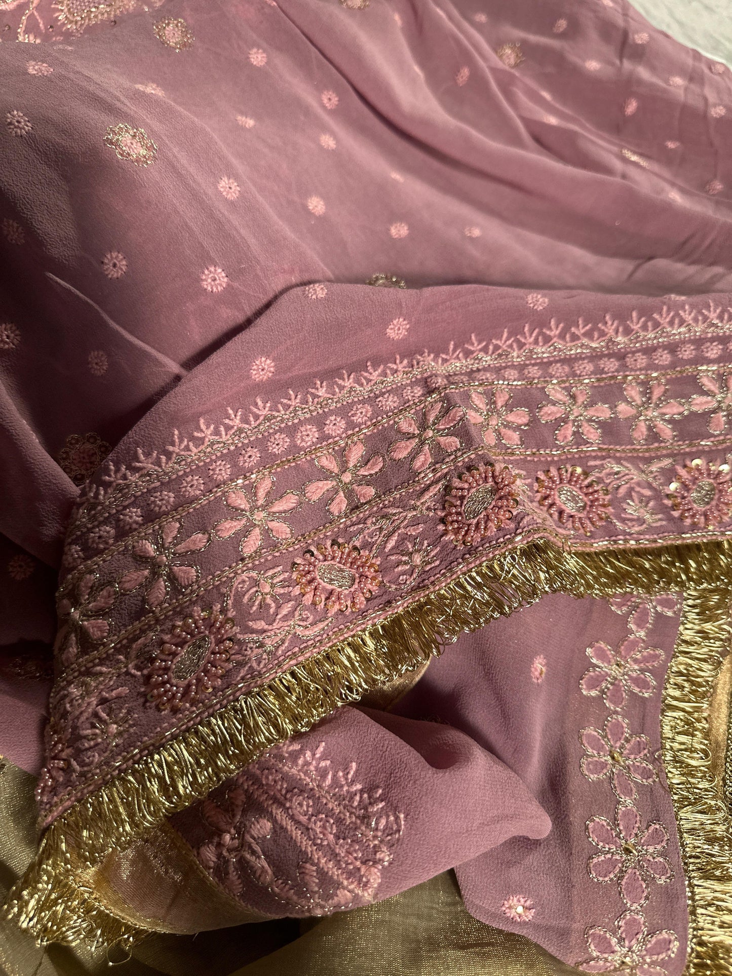 Lilac Superfine Pure Georgette Chikankari Kurta Set