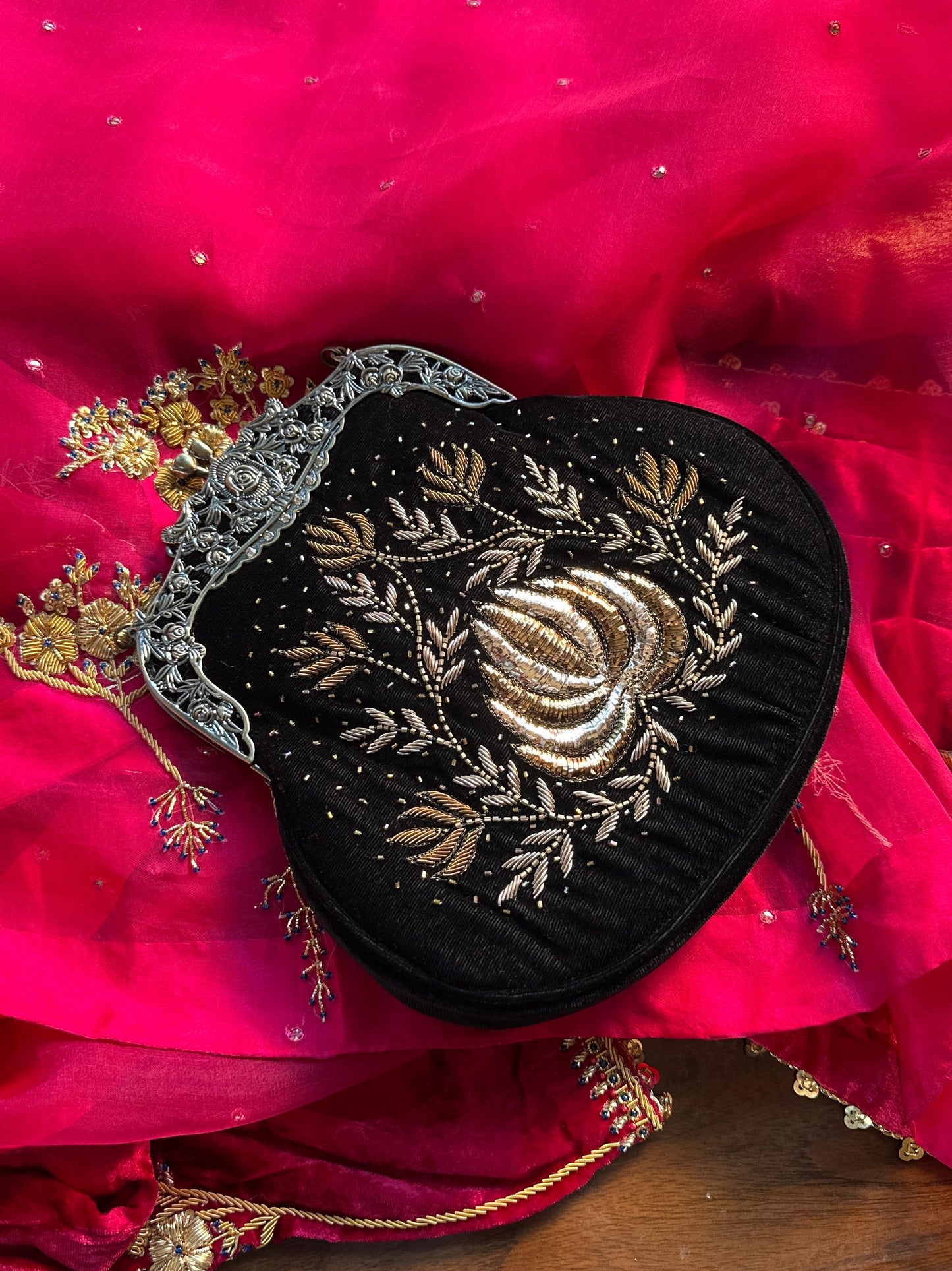 Velvet Ari Mukaish Zardosi Sling Bag