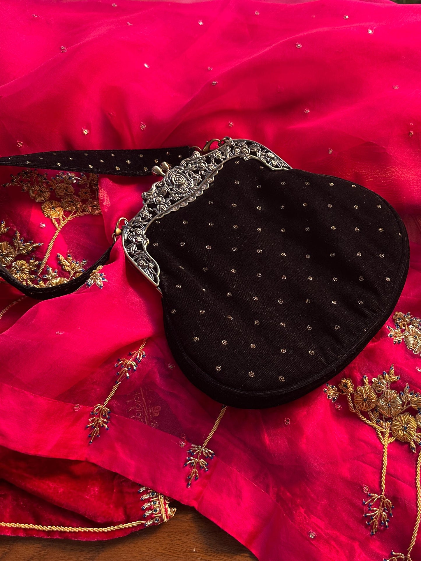 Velvet Ari Mukaish Zardosi Sling Bag