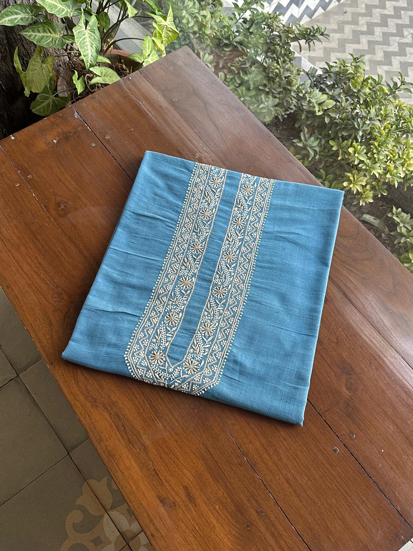 Denim Blue Malkha Handspun Khadi Kurtas Unisex Fabric