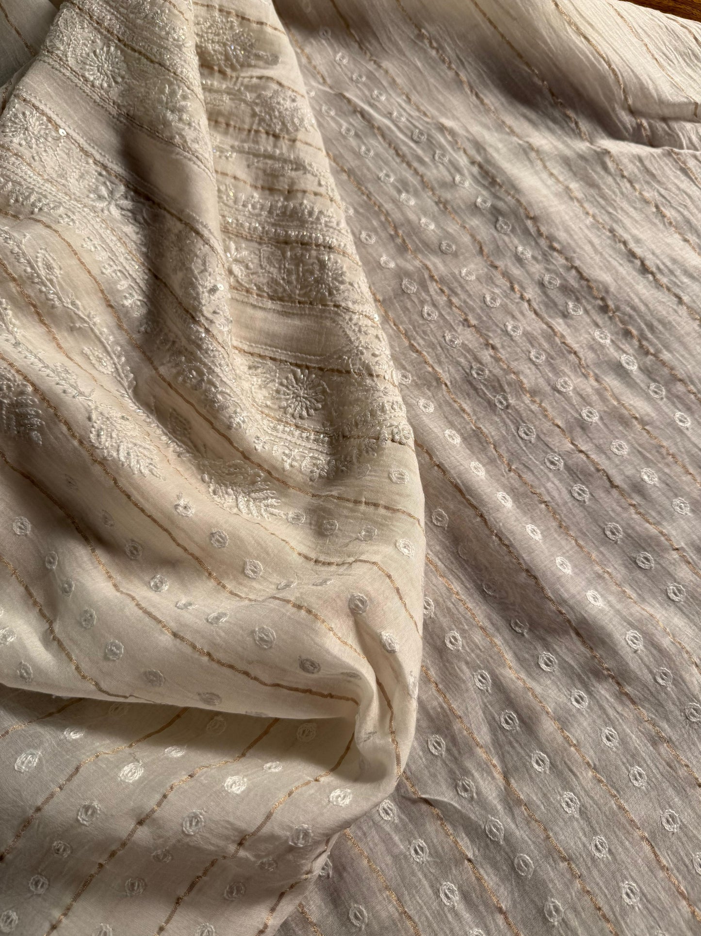 White Zari Chanderi Men’s Kurta Fabrics