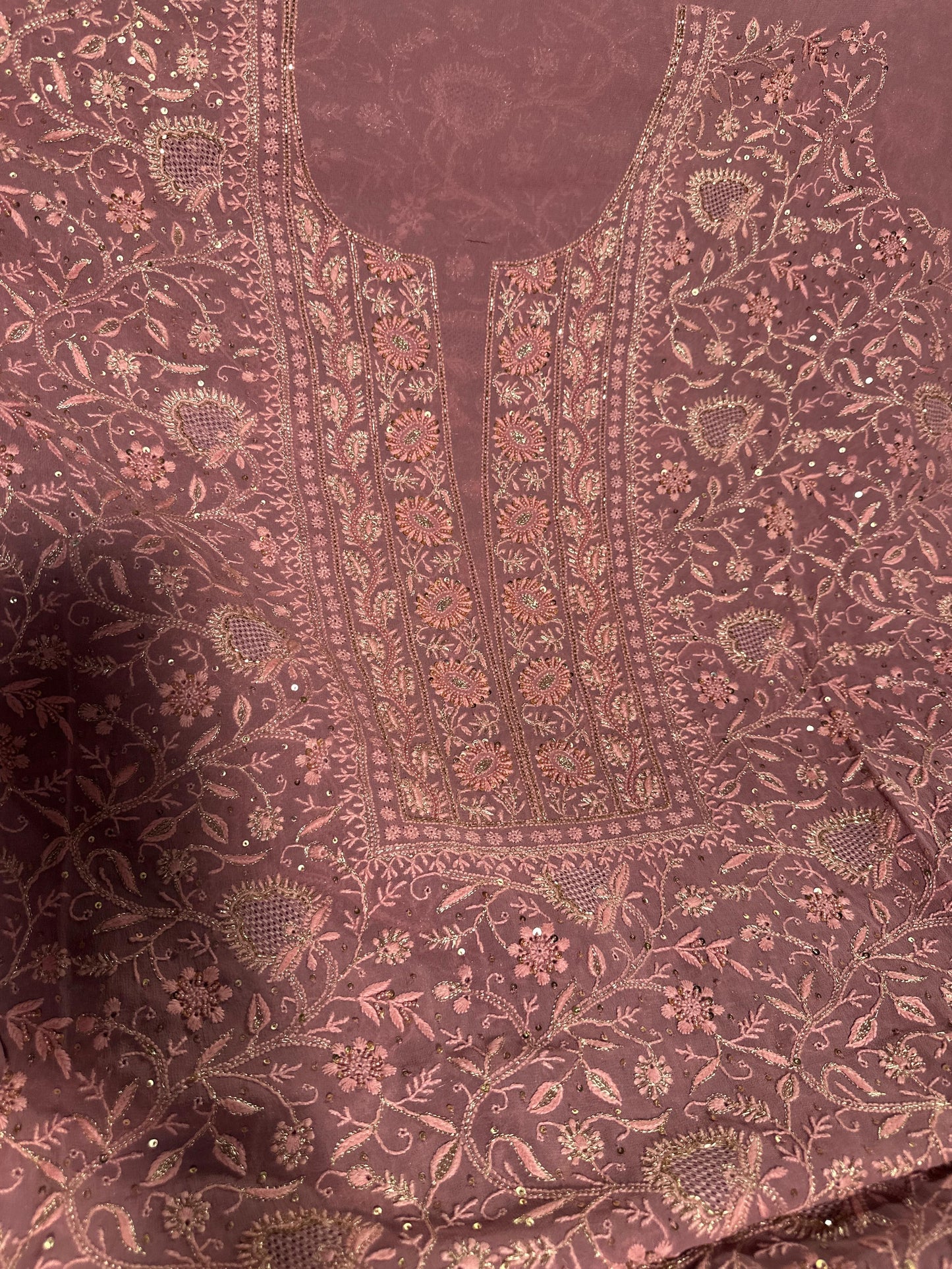 Lilac Superfine Pure Georgette Chikankari Kurta Set