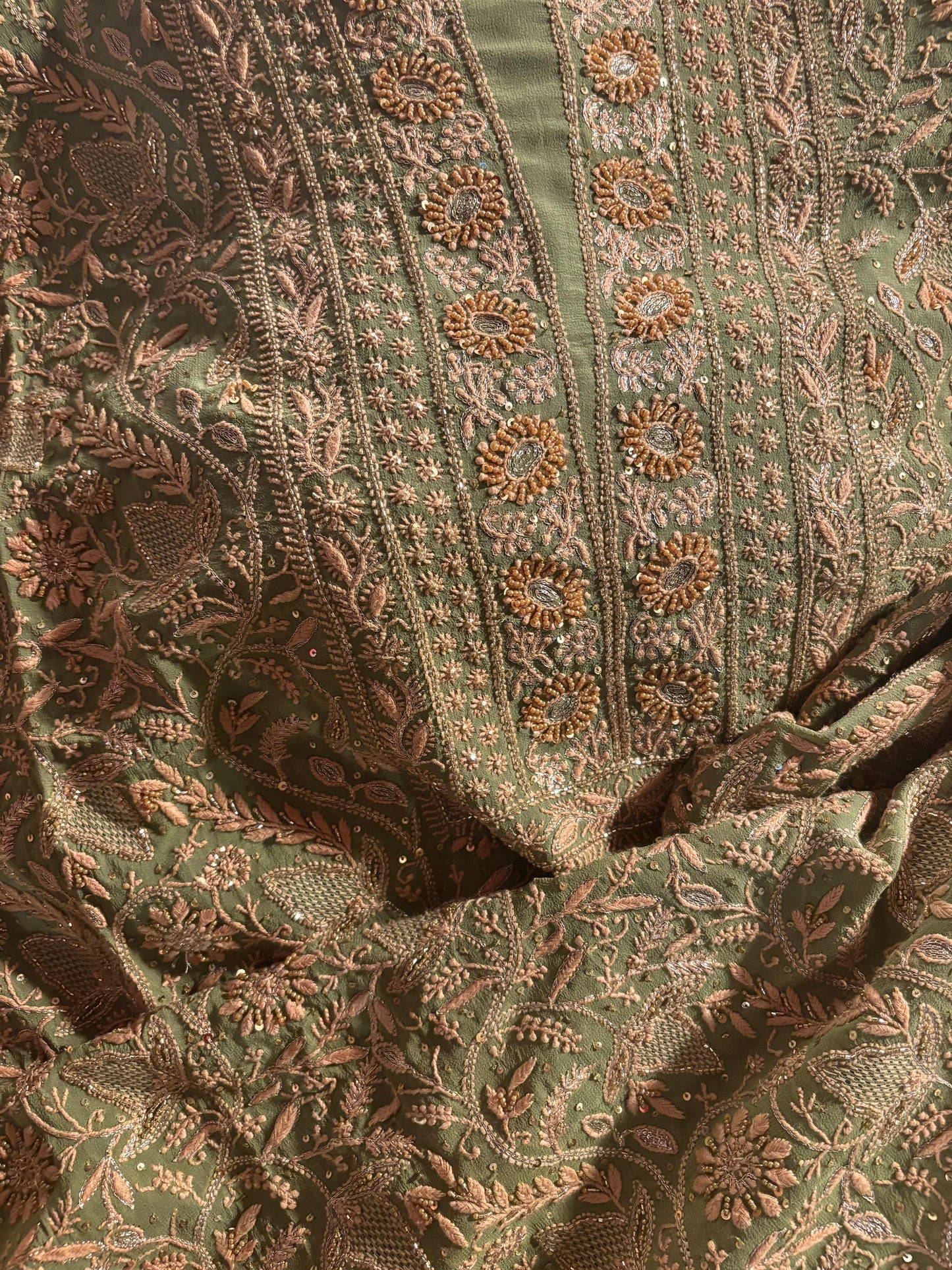 Green Superfine Pure Georgette Chikankari Kurta Set