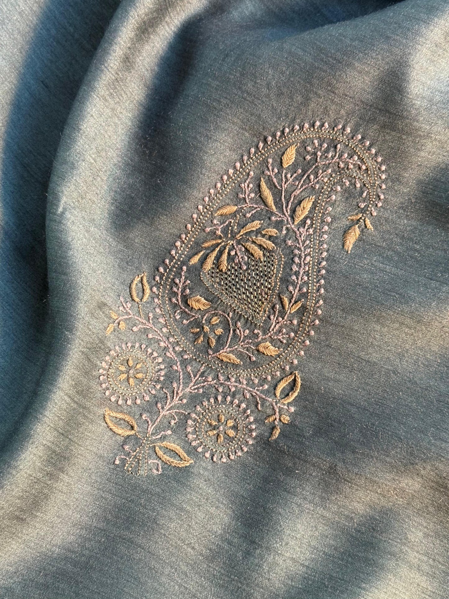 Mint Green Moonga Silk Chikankari Men’s Kurta Fabrics