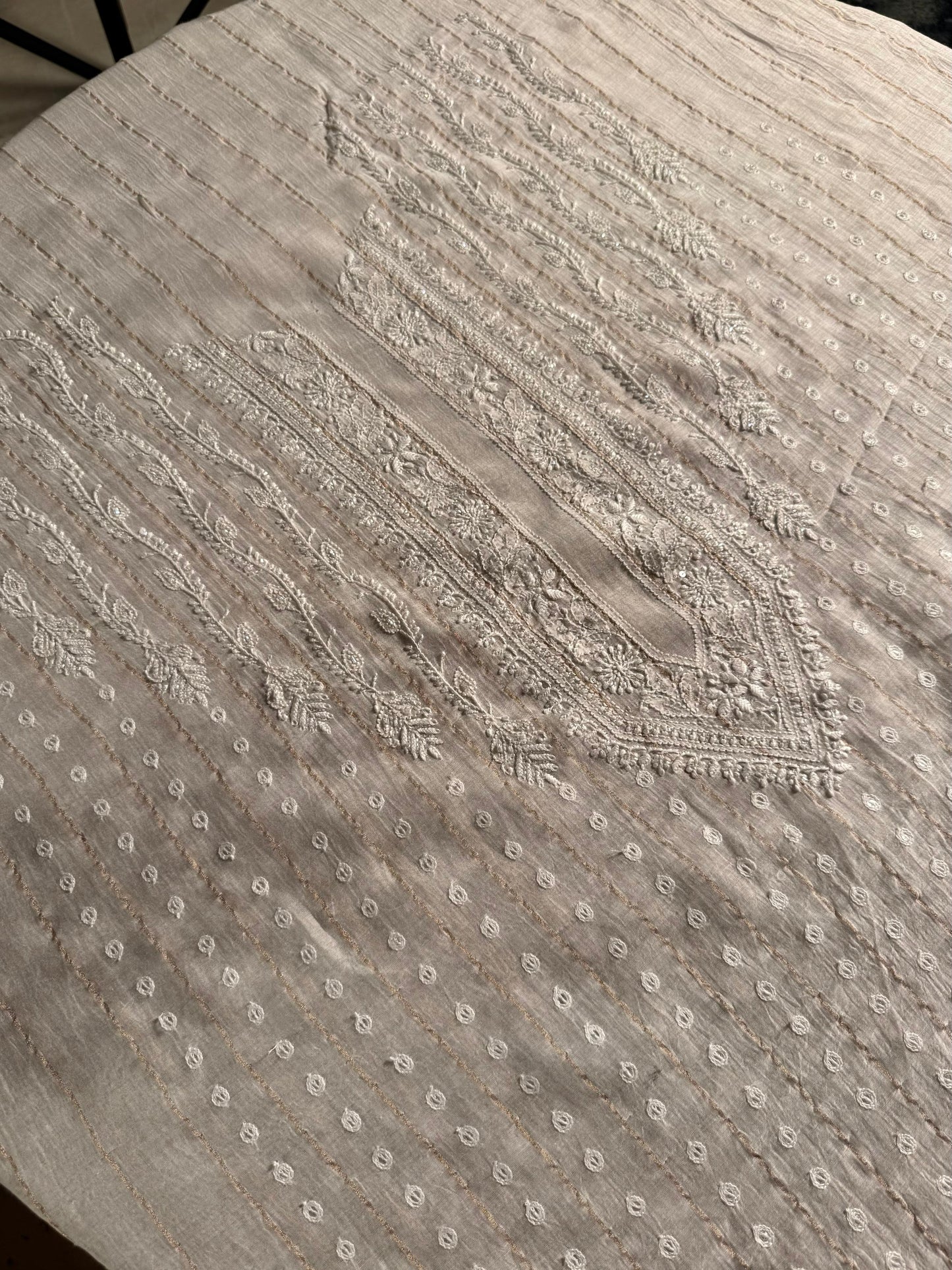 White Zari Chanderi Men’s Kurta Fabrics