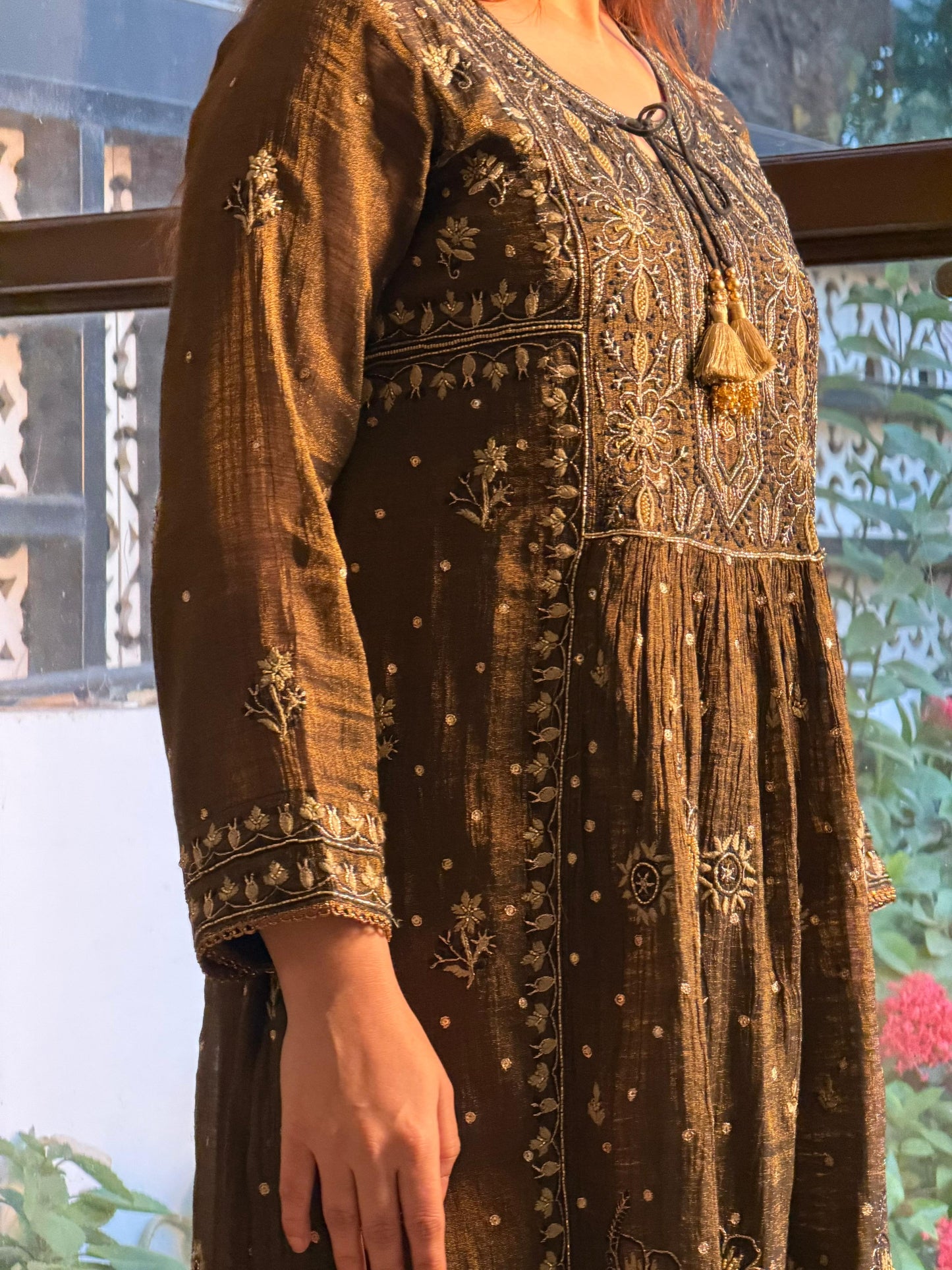 Tissue Silk Bhopali Kurta Dupatta Set