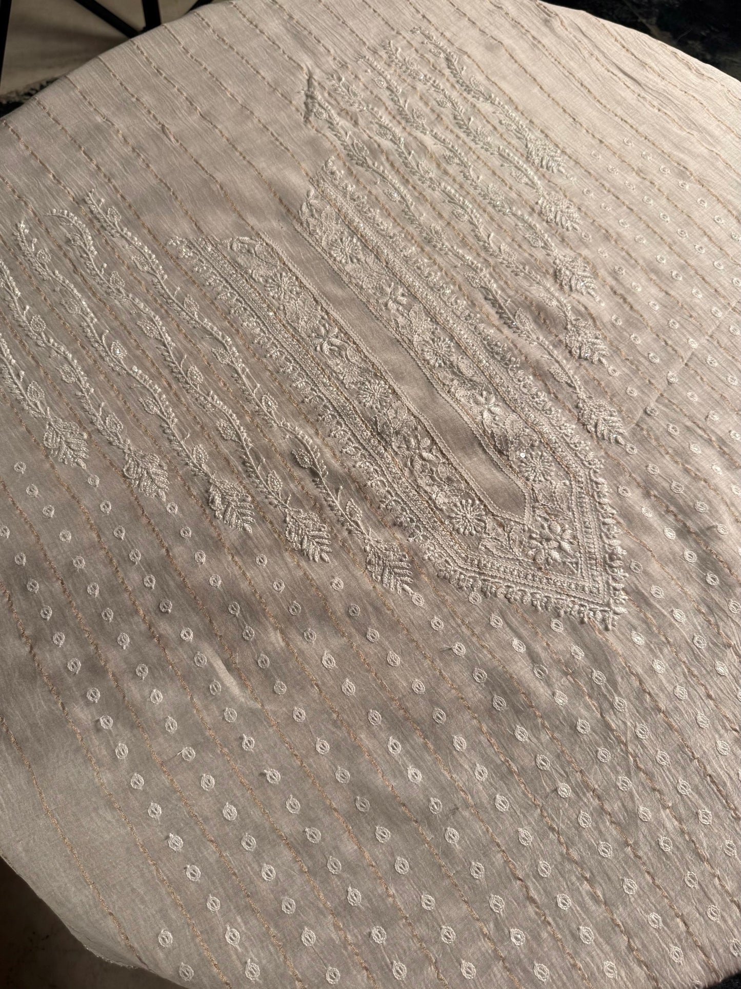 White Zari Chanderi Men’s Kurta Fabrics