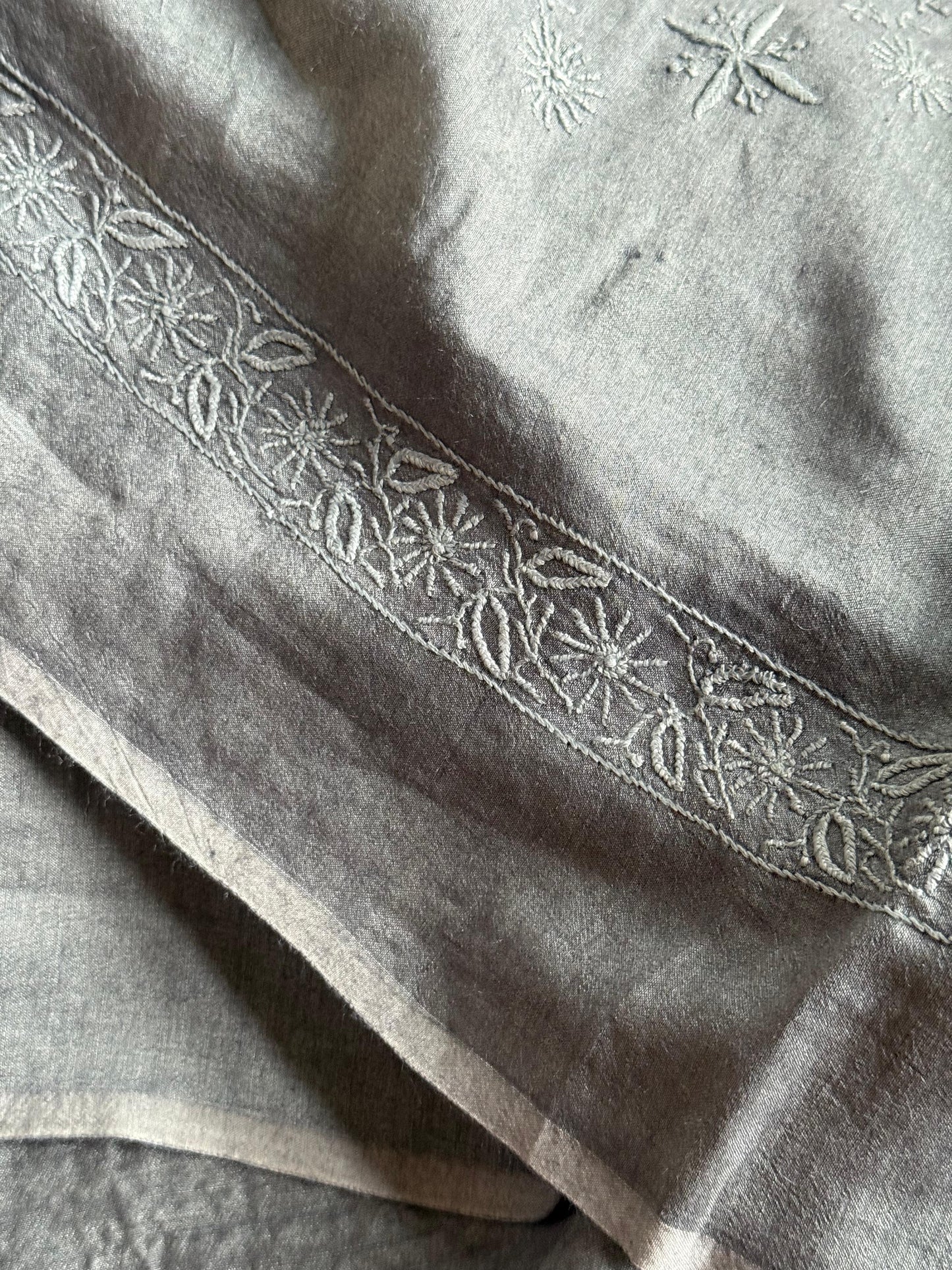 Grey Moonga Silk Chikankari Men’s Kurta Fabrics