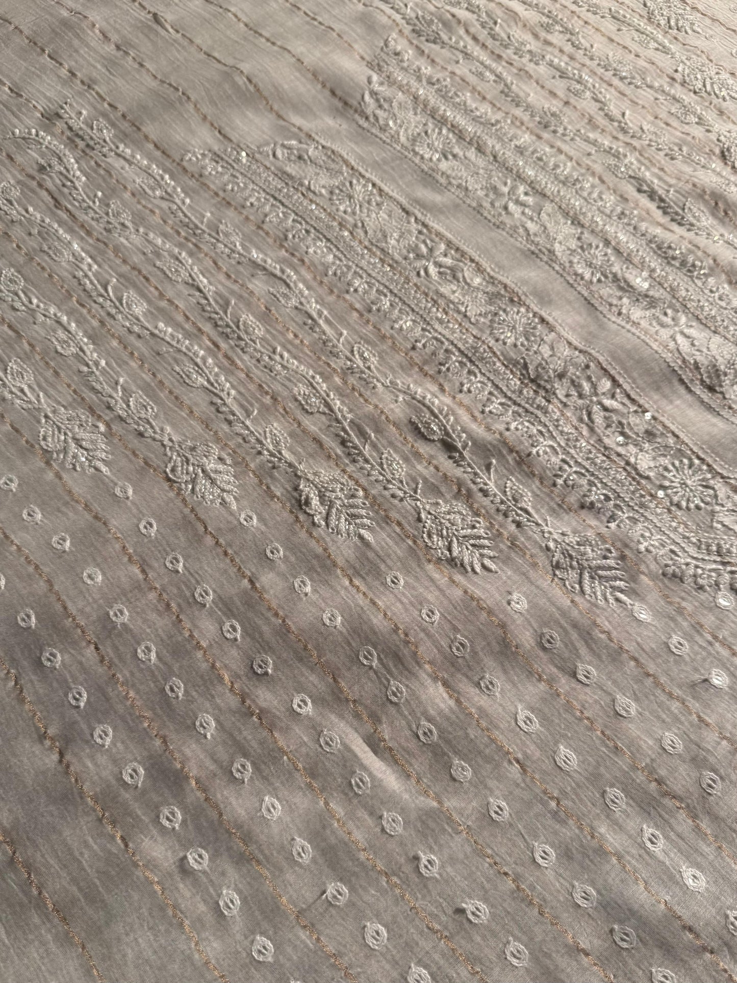 White Zari Chanderi Men’s Kurta Fabrics
