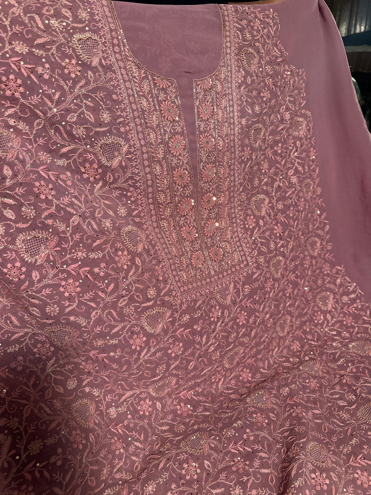 Lilac Superfine Pure Georgette Chikankari Kurta Set