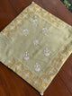 Sage Green Chanderi Cushion Cover with Floral Embroidery