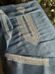 Blue Shade Linen Chikankari Unstitched Men's Kurtas Fabric