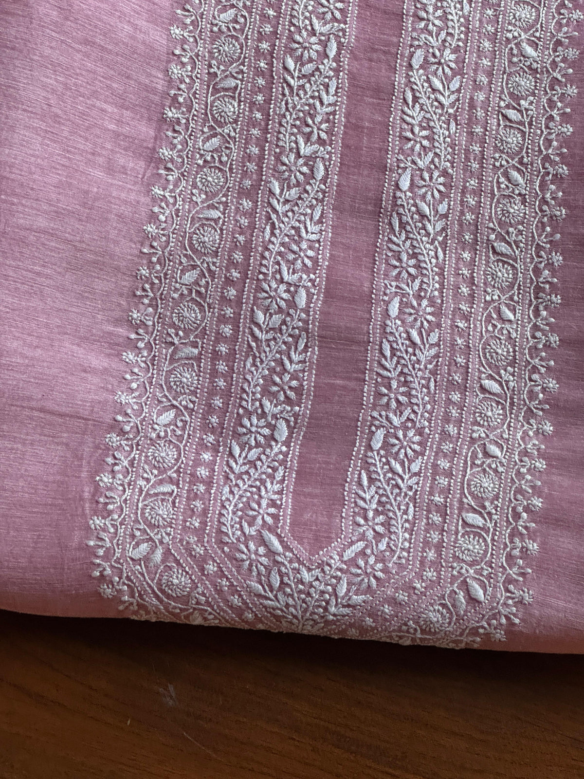 Pink Shade Linen Chikankari Unstitched Men's Kurtas Fabric