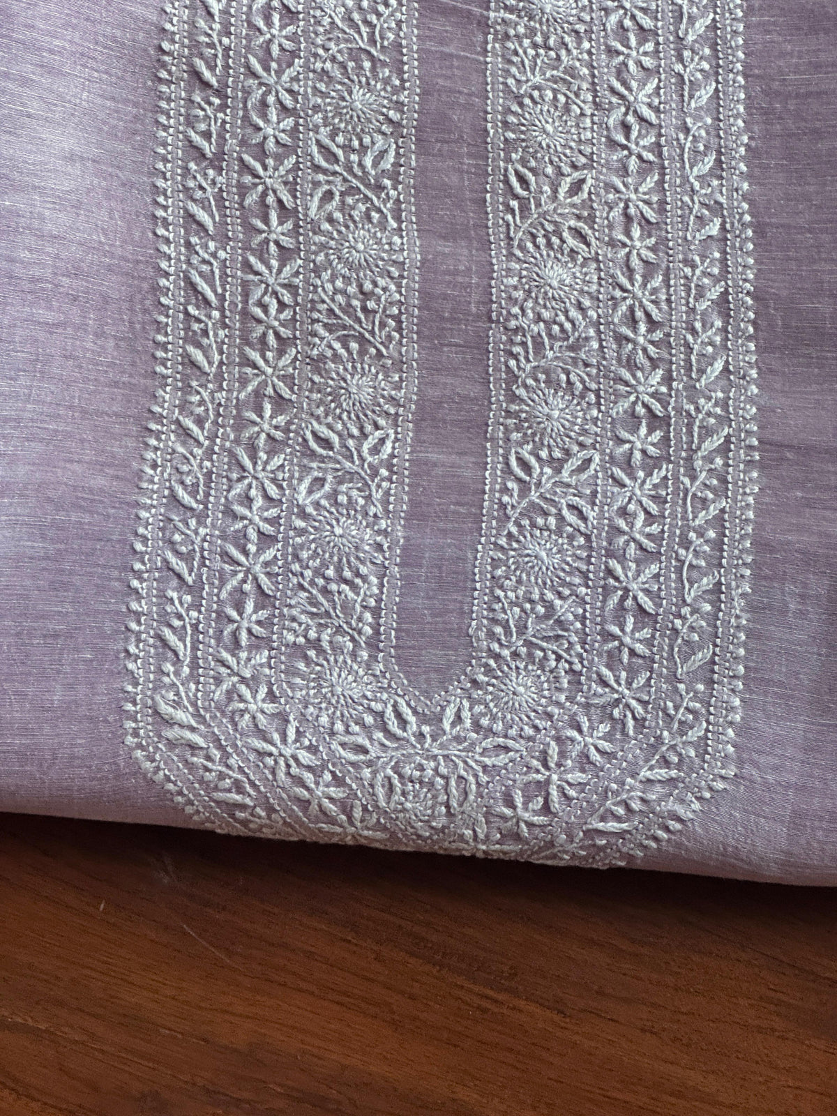 Lavender Shade Linen Chikankari Unstitched Men's Kurtas Fabric