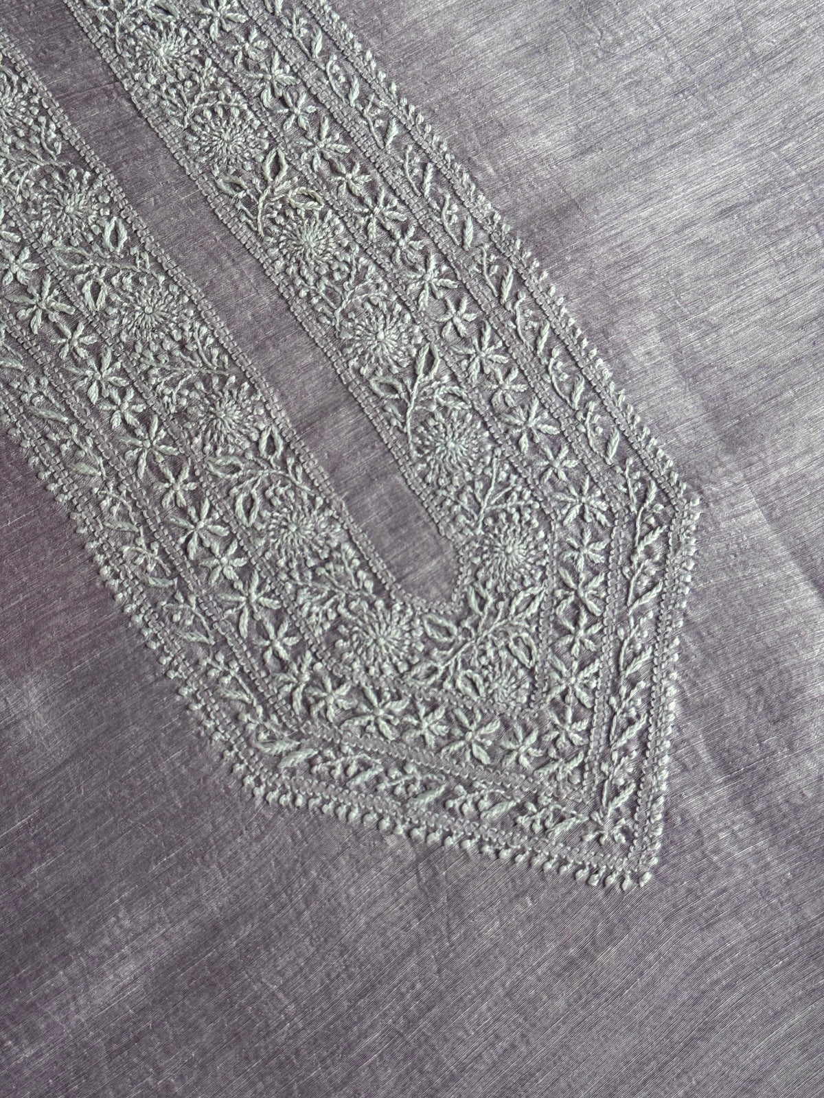 Lavender Shade Linen Chikankari Unstitched Men's Kurtas Fabric