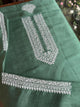 Dark Green Shade Linen Chikankari Unstitched Men's Kurtas Fabric