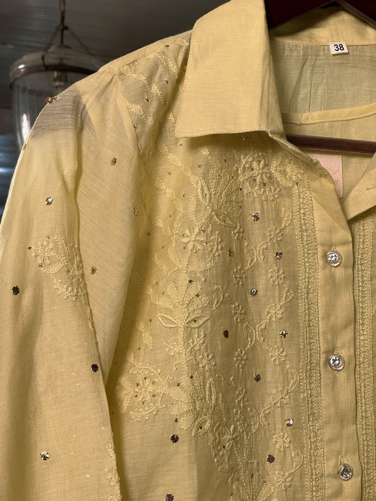 Mul Chanderi Chikankari Shirt with Mukaish Badla Work