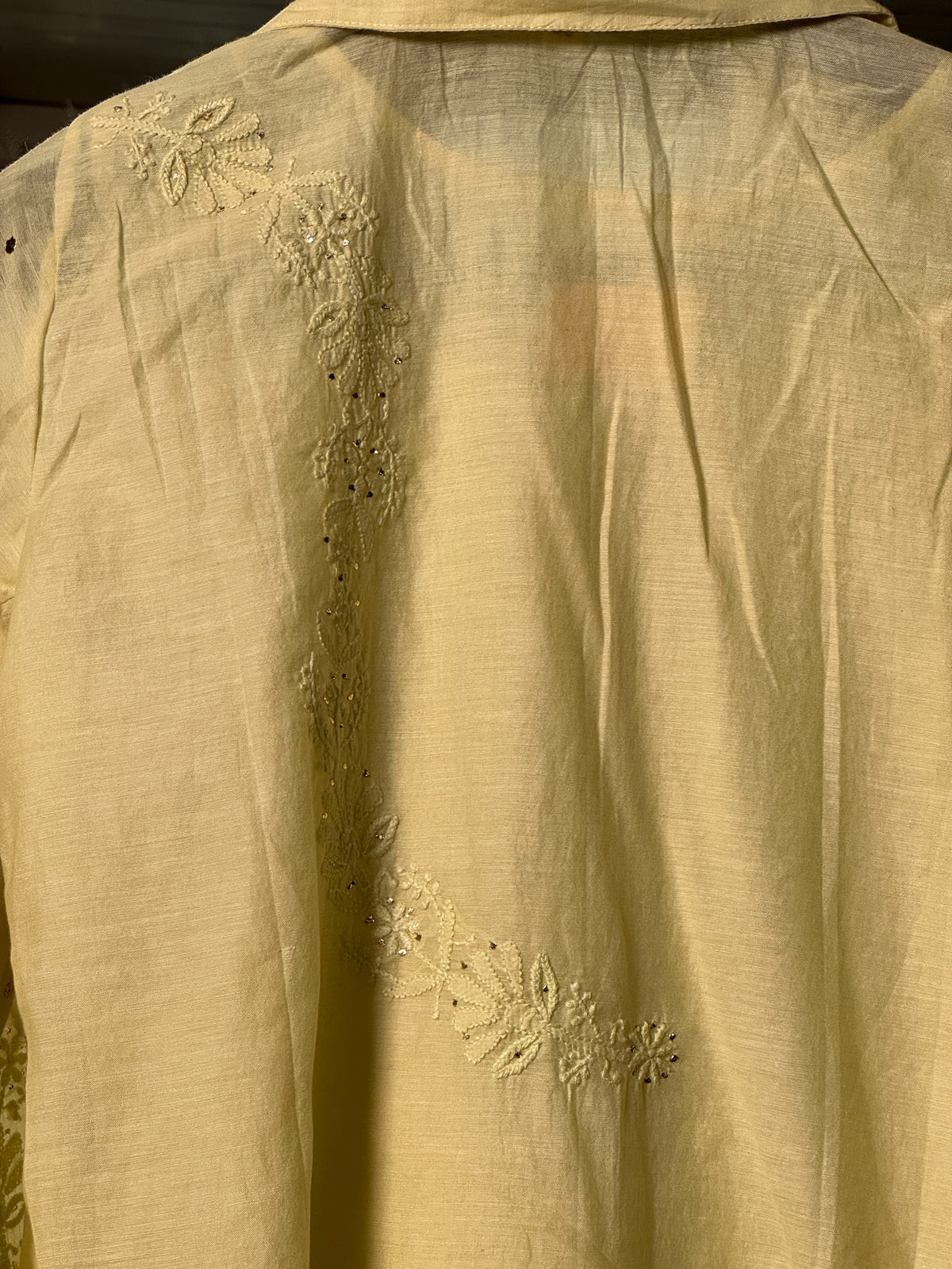 Mul Chanderi Chikankari Shirt with Mukaish Badla Work