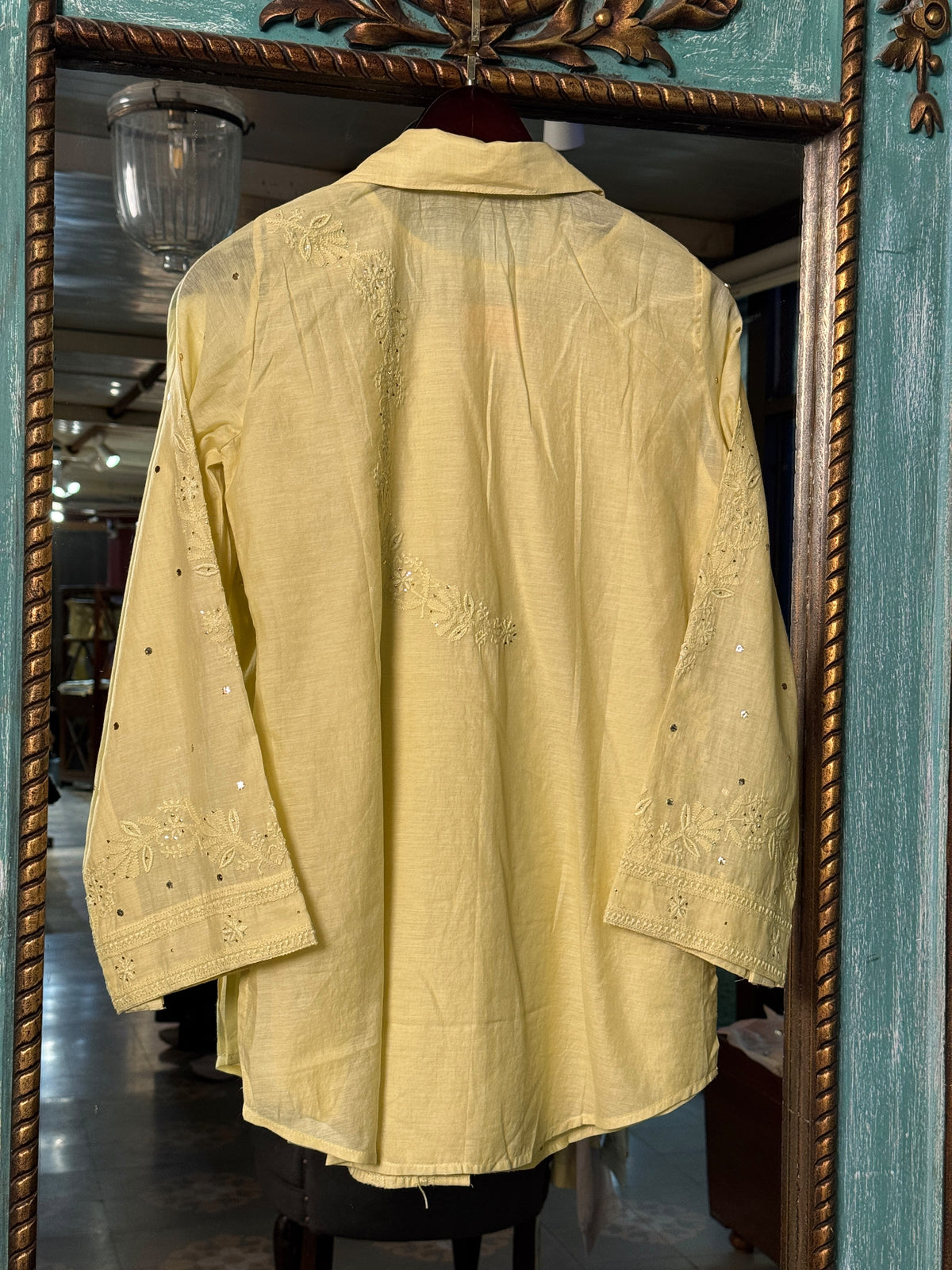 Mul Chanderi Chikankari Shirt with Mukaish Badla Work