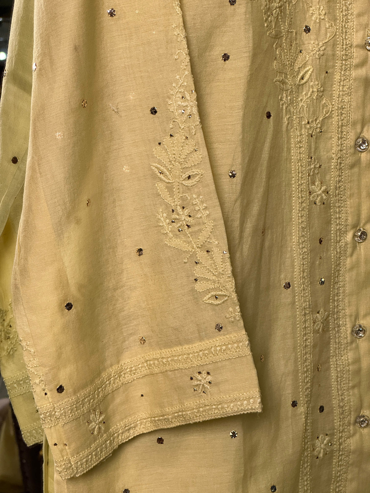 Mul Chanderi Chikankari Shirt with Mukaish Badla Work